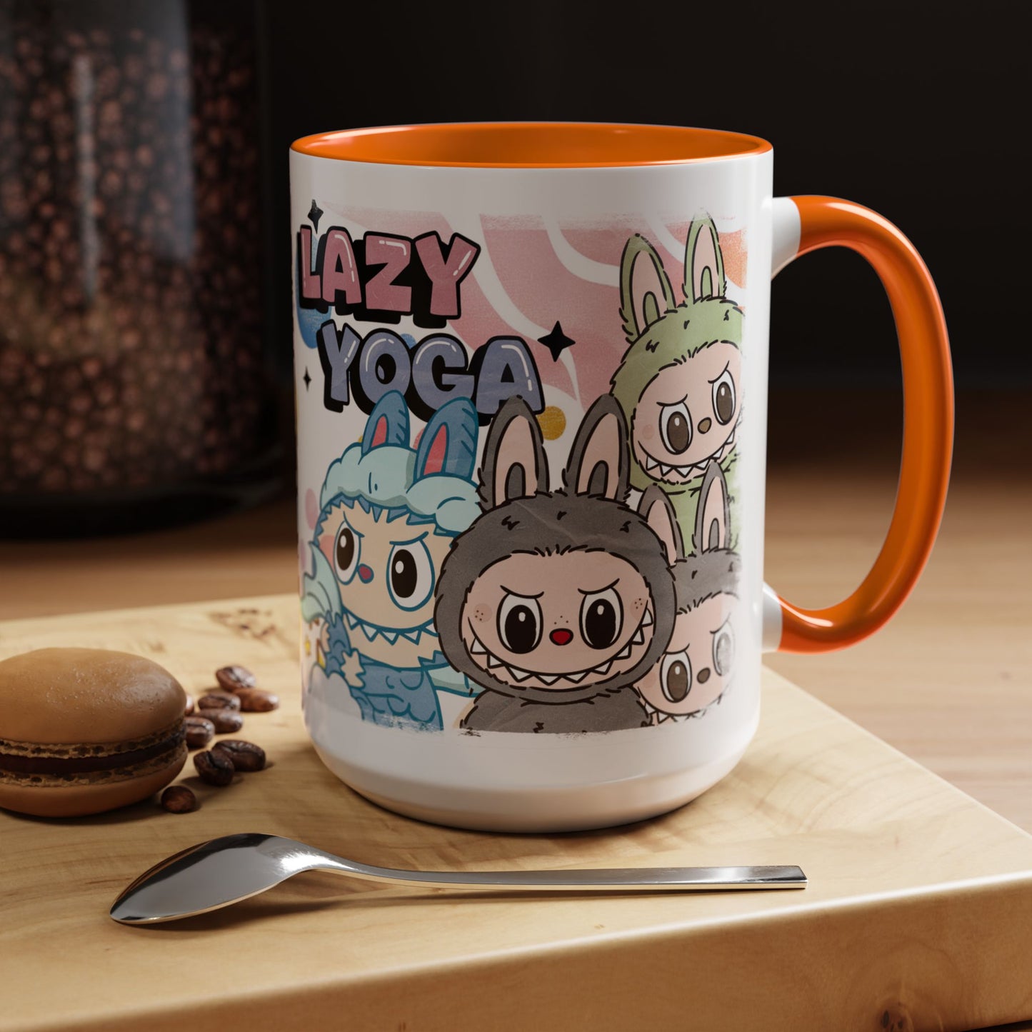 Mug Lazy Yoga Cartoon Labubu Accent Coffee Mug - Fun and Whimsical Design for Coffee Lovers