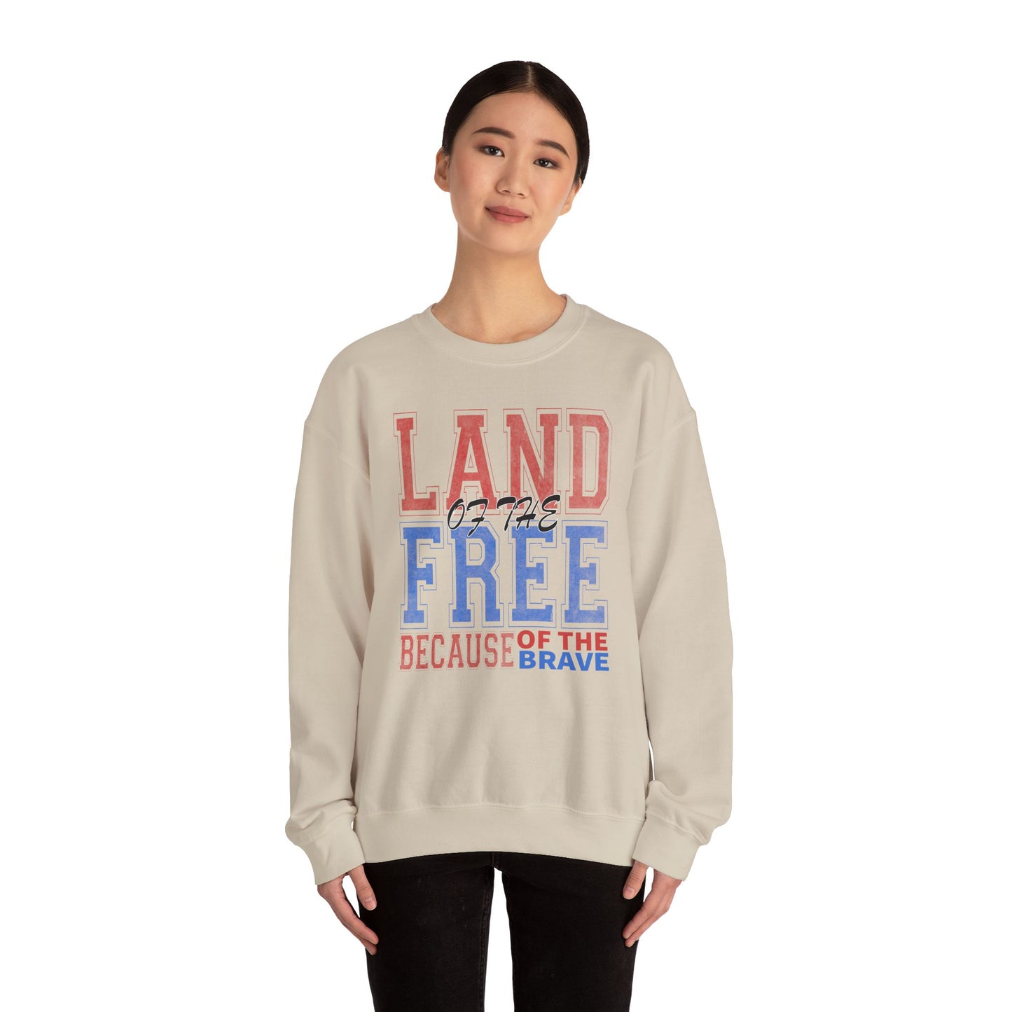 Sweatshirt Land of the Free Sweatshirt – Patriotic USA Crewneck by Gildan