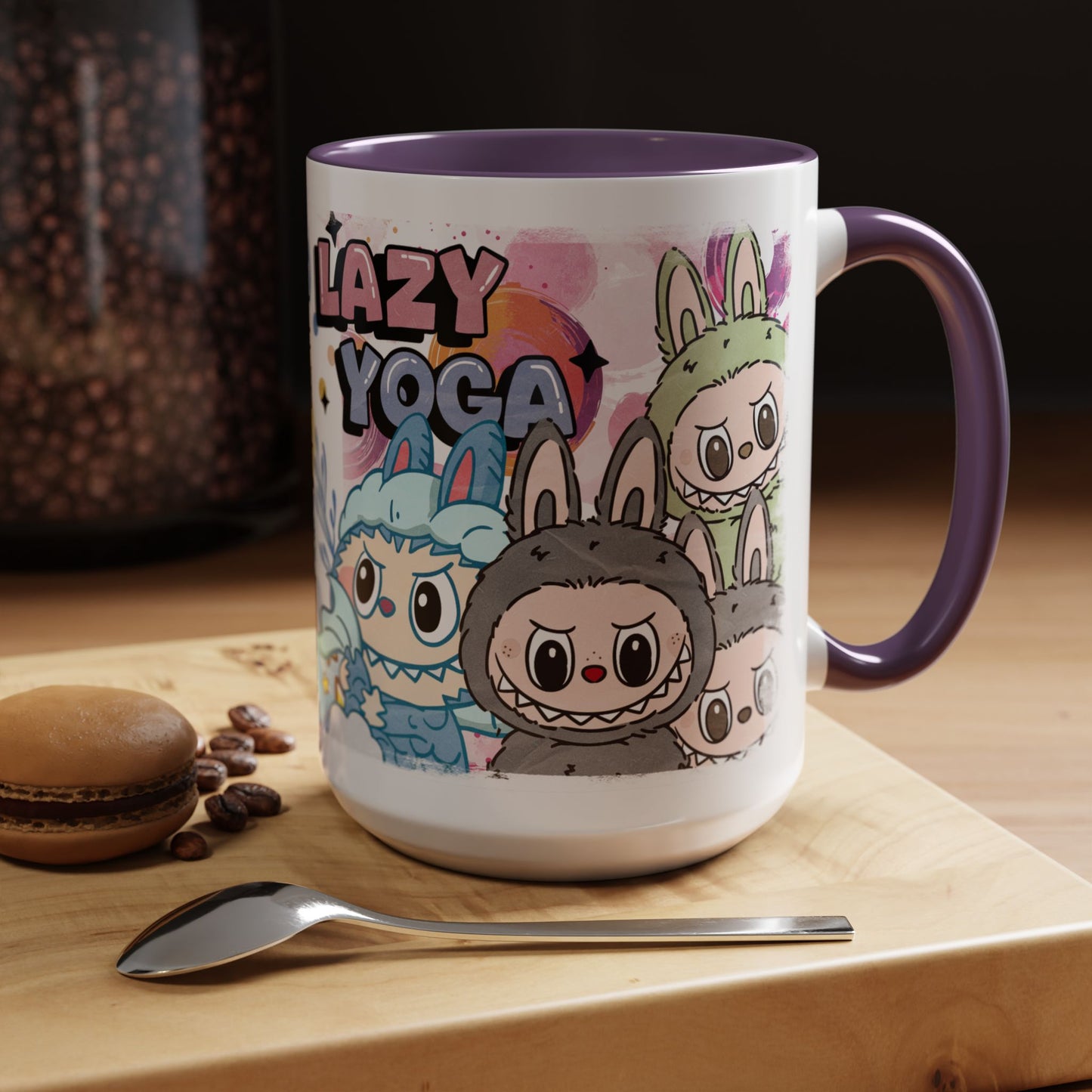 Mug Labubu Lazy Yoga Accent Coffee Mug - Fun & Whimsical Design for Relaxation Lovers