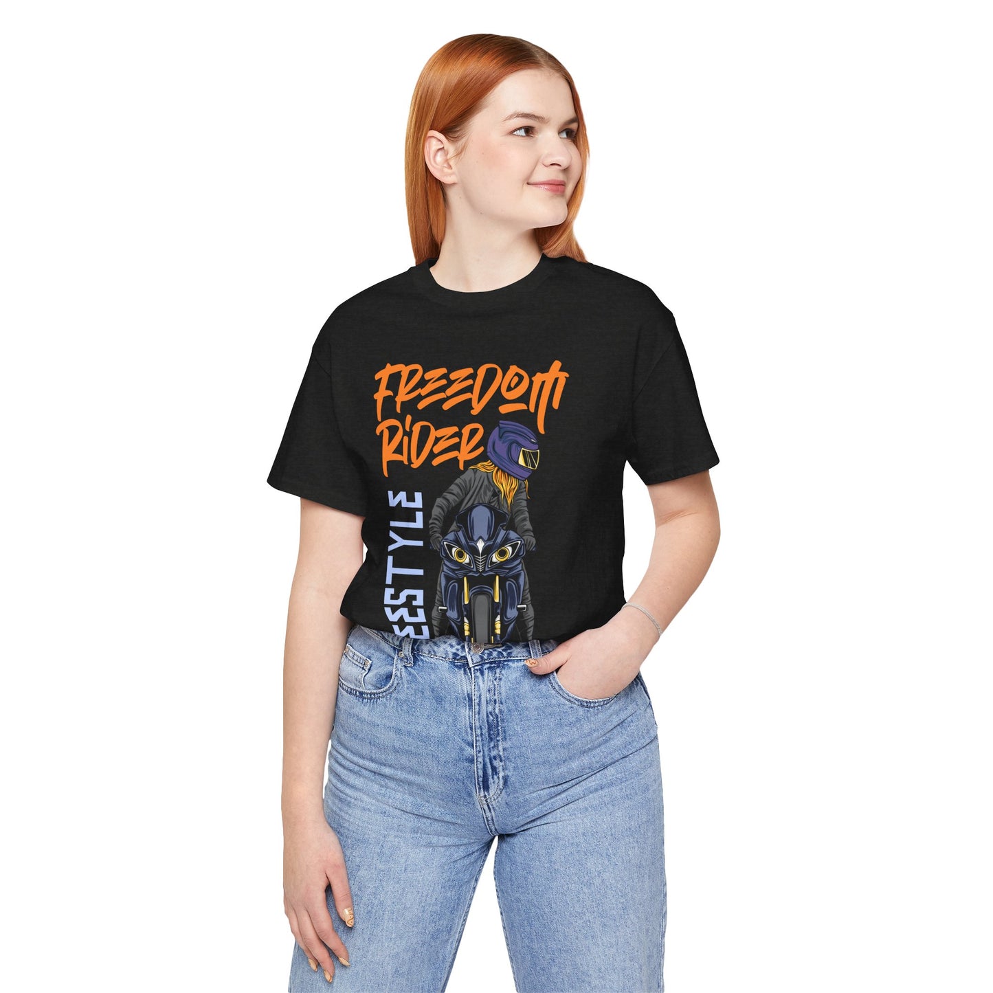 T-Shirt Freedom Rider Motorbike Unisex Short Sleeve Tee - Stylish & Bold Biker Tee