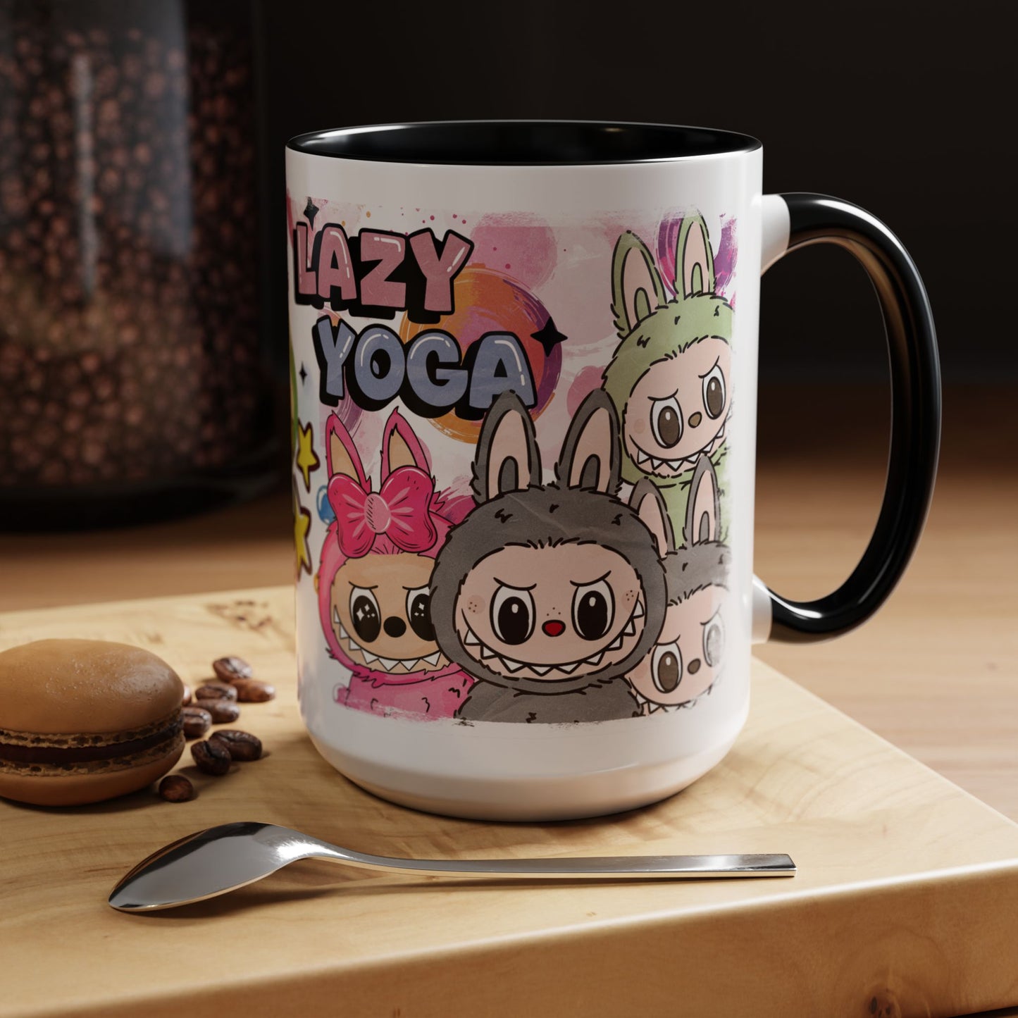 Mug Playful Lazy Yoga Labubu Coffee Mug - Fun Design for Relaxation Lovers