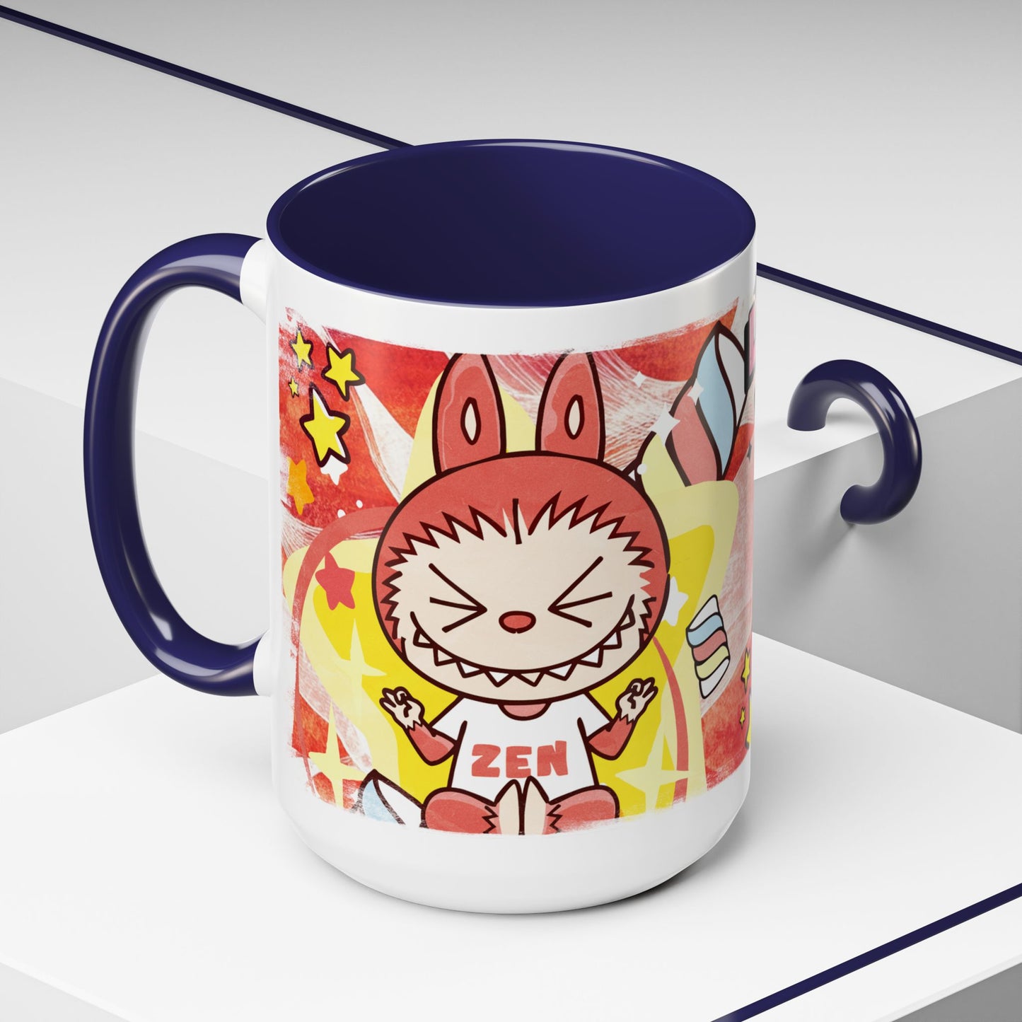 Mug Lazy Yoga Labubu Cartoon Accent Coffee Mug - Fun and Playful Design for Coffee Lovers