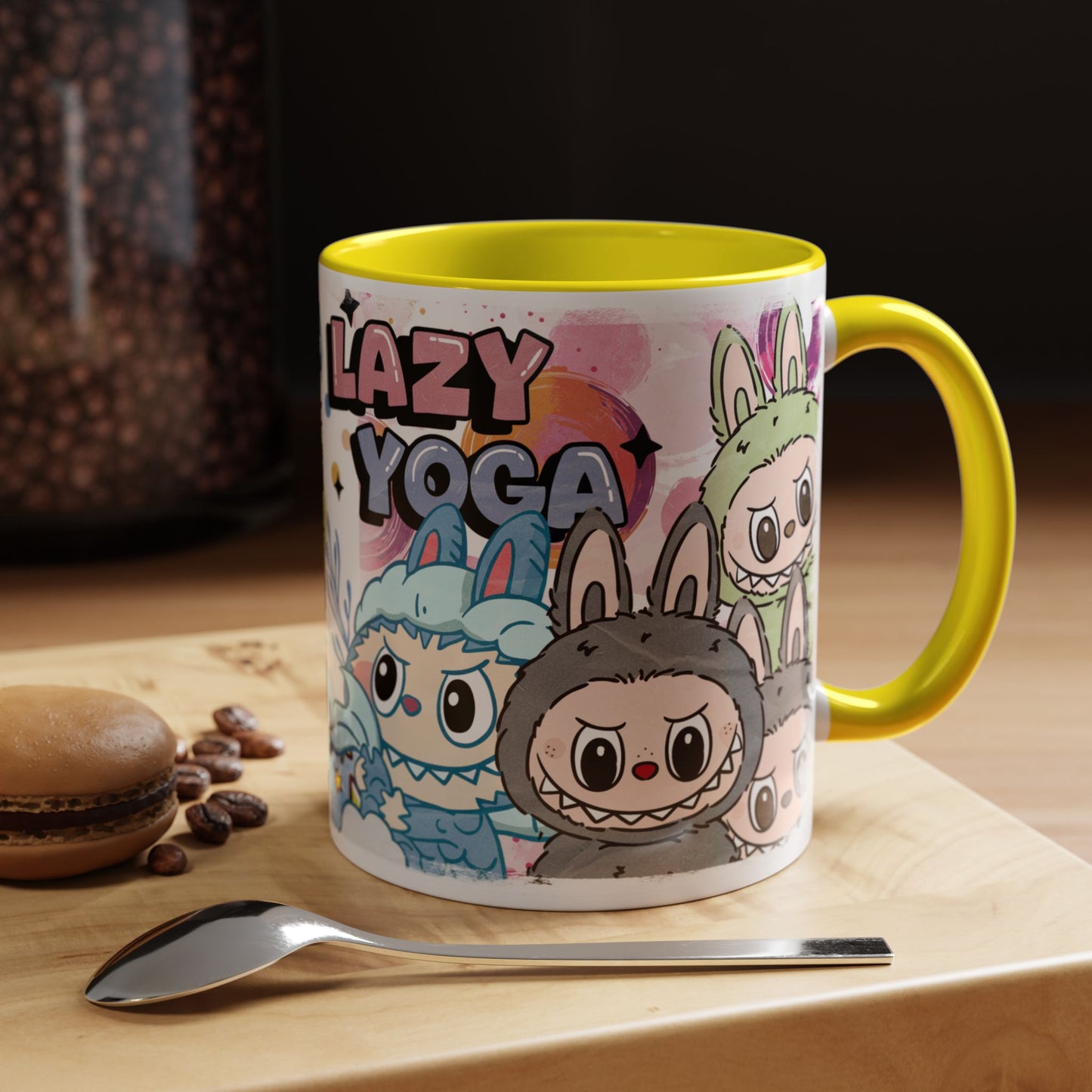 Mug Labubu Lazy Yoga Accent Coffee Mug - Fun & Whimsical Design for Relaxation Lovers