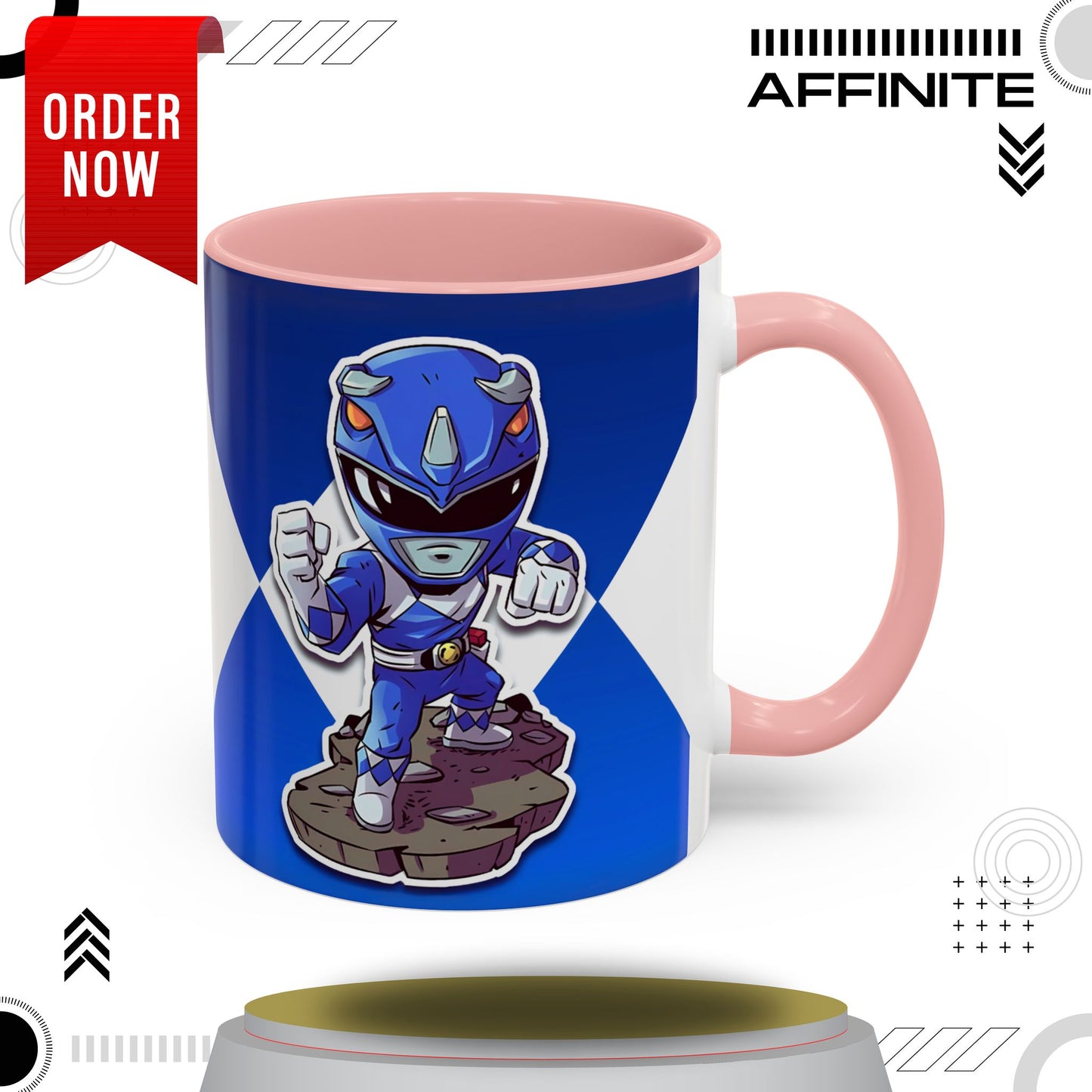 Mug Mighty Morphin Power Rangers Blue Ranger Ceramic Mug - 11oz & 15oz Coffee Mug - Accent Mug for Pop Culture Fans 11oz Pink