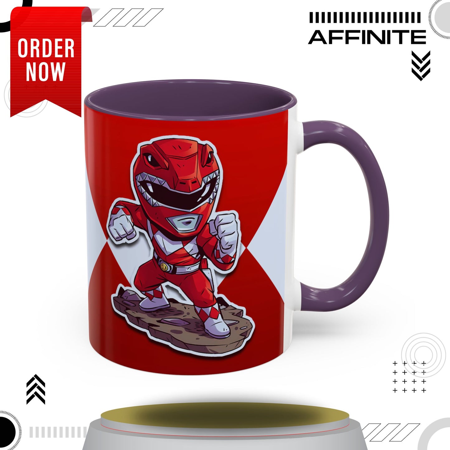 Mug Mighty Morphin Power Rangers Red Ranger Ceramic Mug - 11oz & 15oz Coffee Mug - Accent Mug for Pop Culture Fans 11oz Purple