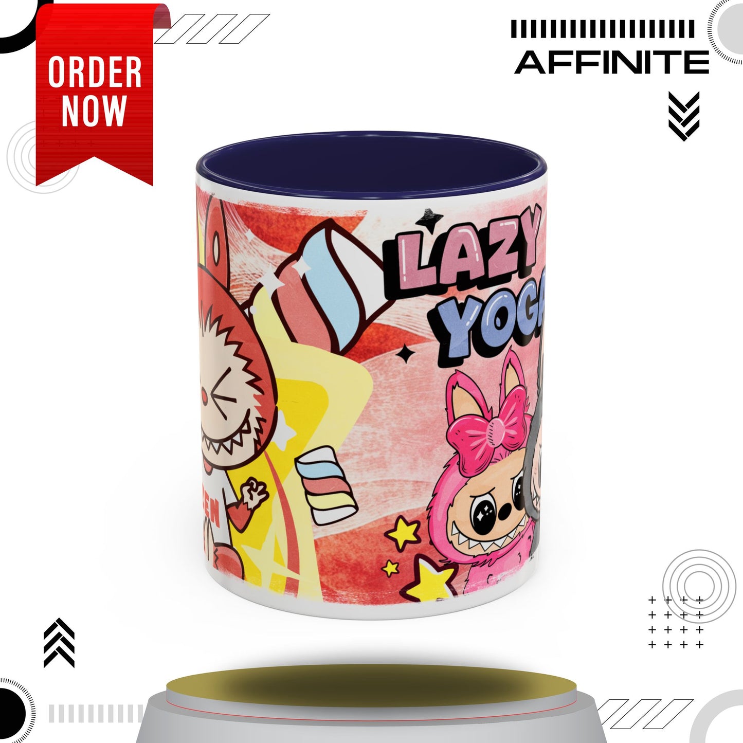 Mug Lazy Yoga Labubu Cartoon Accent Coffee Mug - Fun and Playful Design for Coffee Lovers