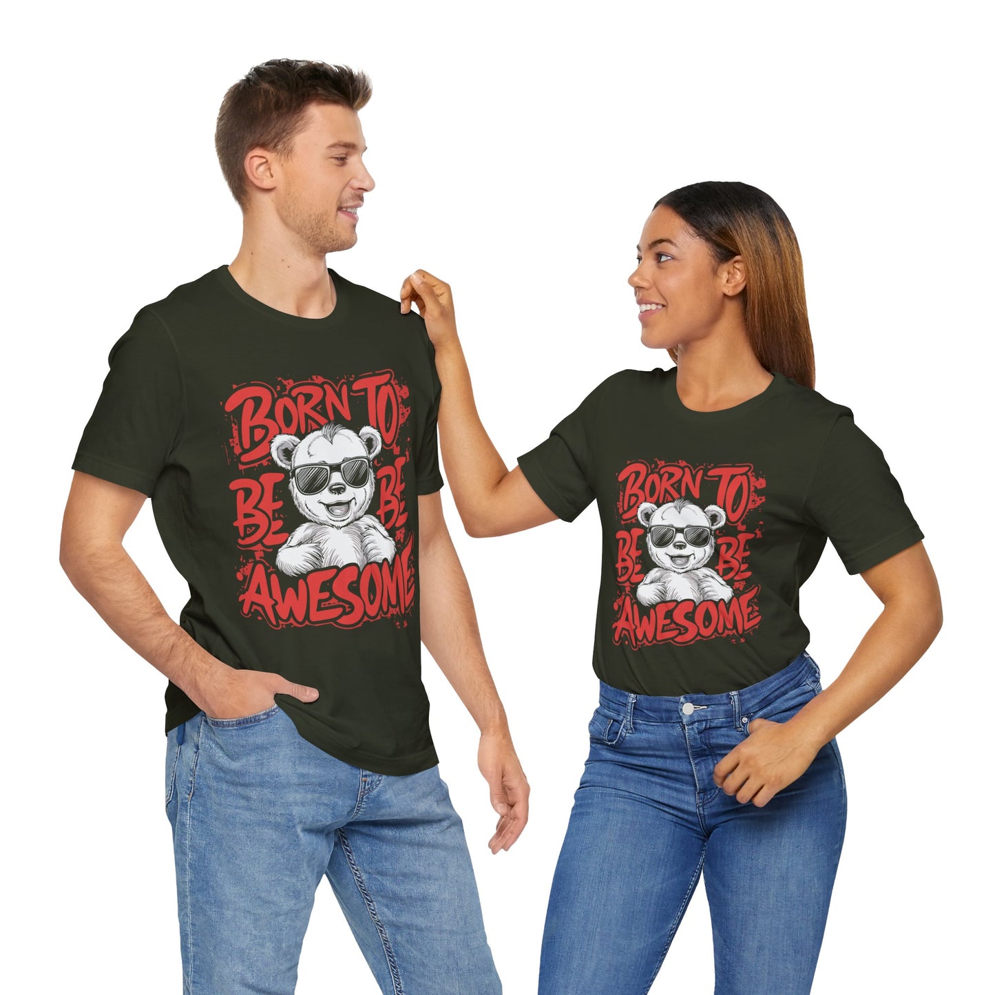 T-Shirt Fun Graphic Tees - Born to Be Awesome Unisex Shirt | For Teen & Adults | Affinite