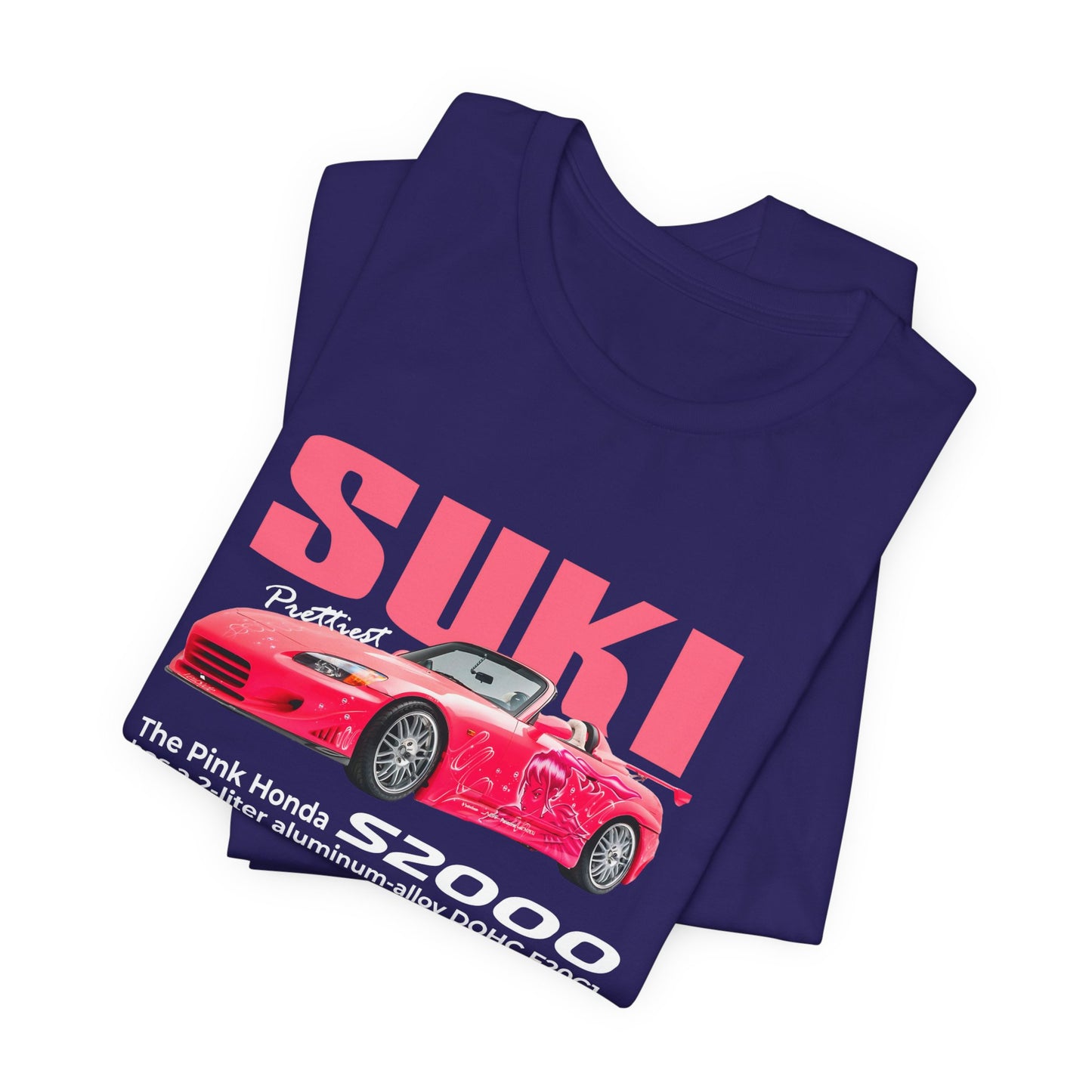 T-Shirt Unisex Graphic Tee - Suki's Pink Honda S2000 Design, Fast Car Anime T-Shirt, Retro Japanese by Bella+Canvas