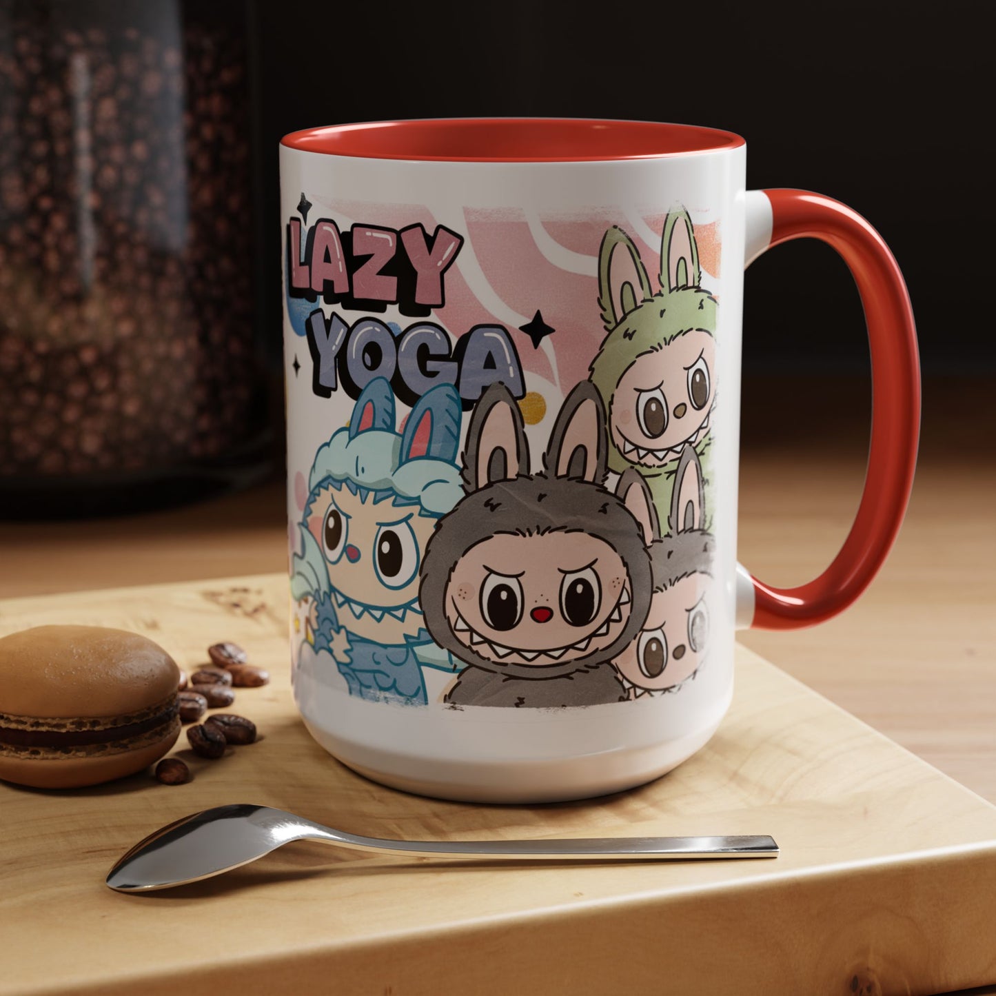 Mug Lazy Yoga Cartoon Labubu Accent Coffee Mug - Fun and Whimsical Design for Coffee Lovers