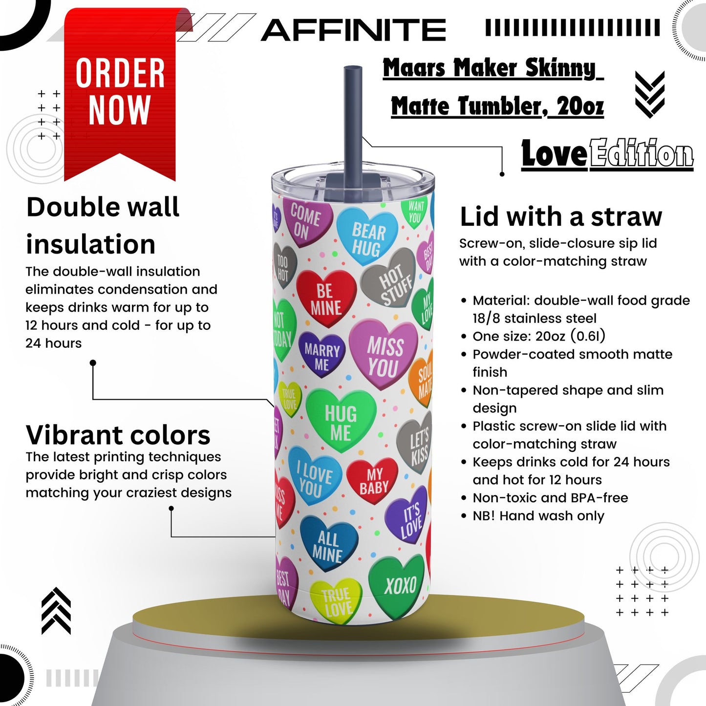 Tumblers Matte Tumbler Cup Love 20oz Indigo 20oz Matte