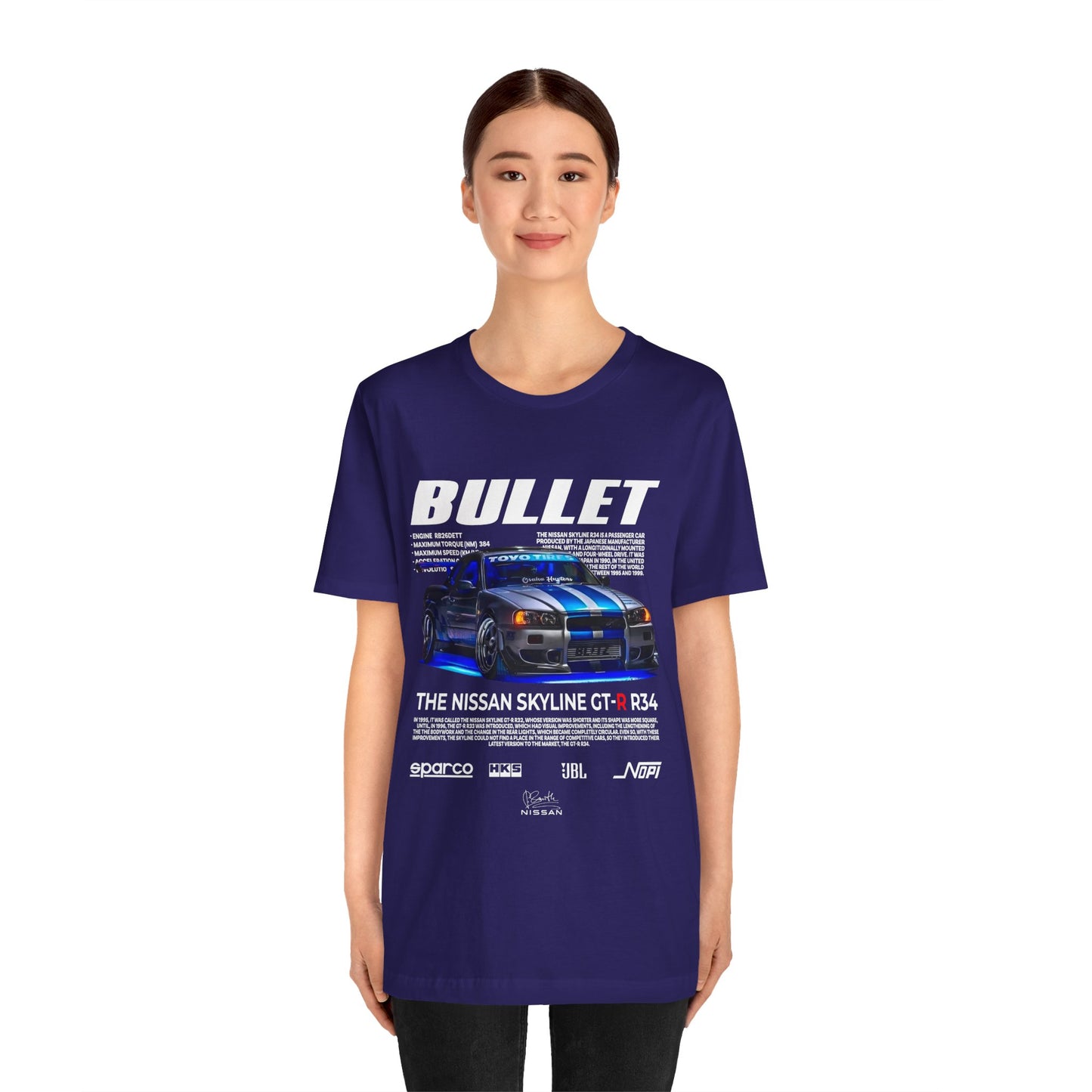 T-Shirt Nissan Skyline GT-R R34 Graphic Tee – Unisex Car Enthusiast T-Shirt – JDM Racing Gift for Him or Her