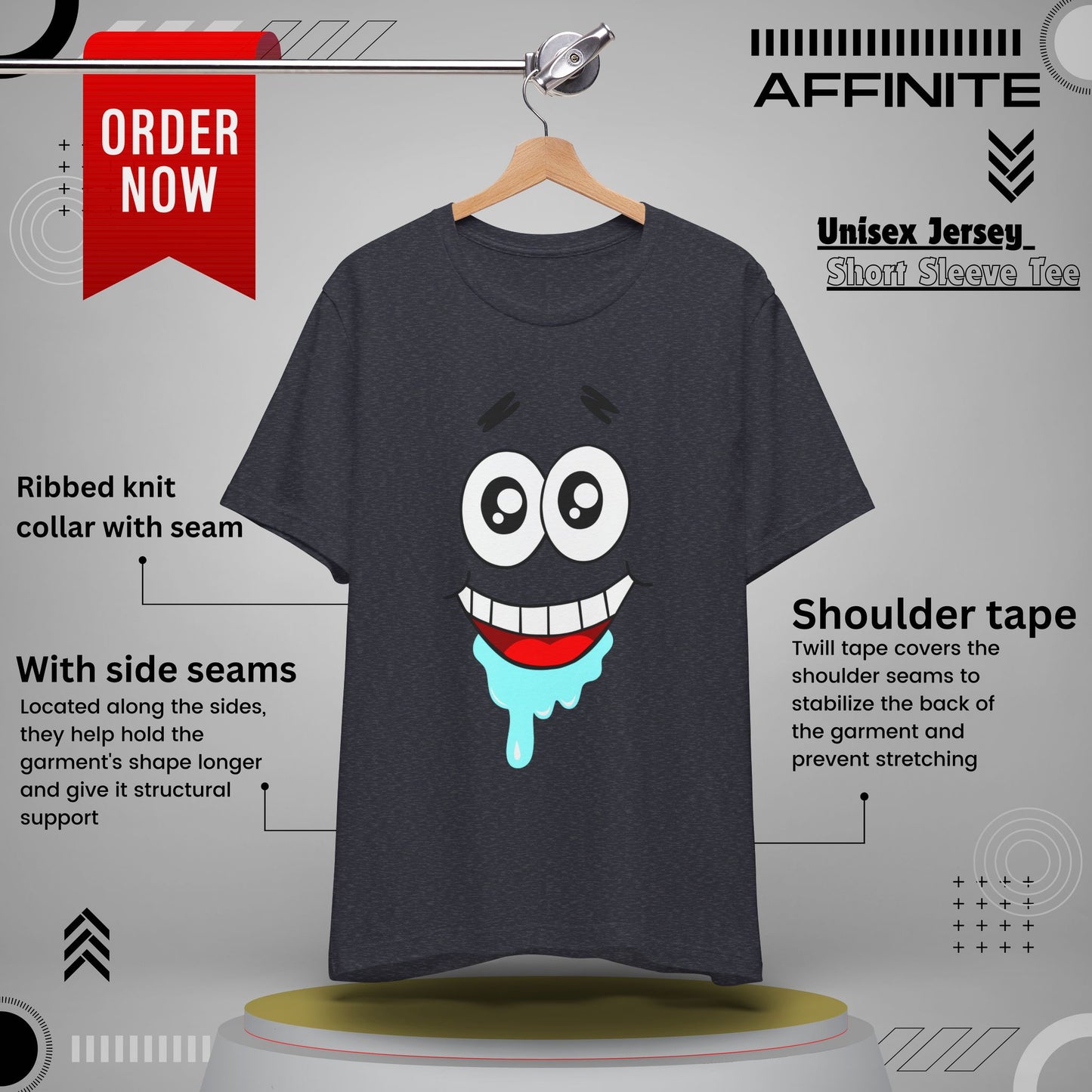 T-Shirt Cartoon Clothing - Spongebob Graphic Tee (Patrick & Mr. Krab) Heather Navy