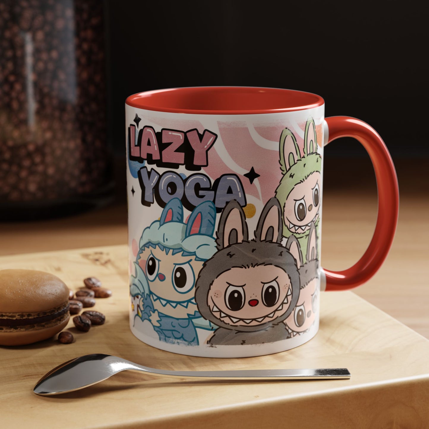 Mug Lazy Yoga Cartoon Labubu Accent Coffee Mug - Fun and Whimsical Design for Coffee Lovers