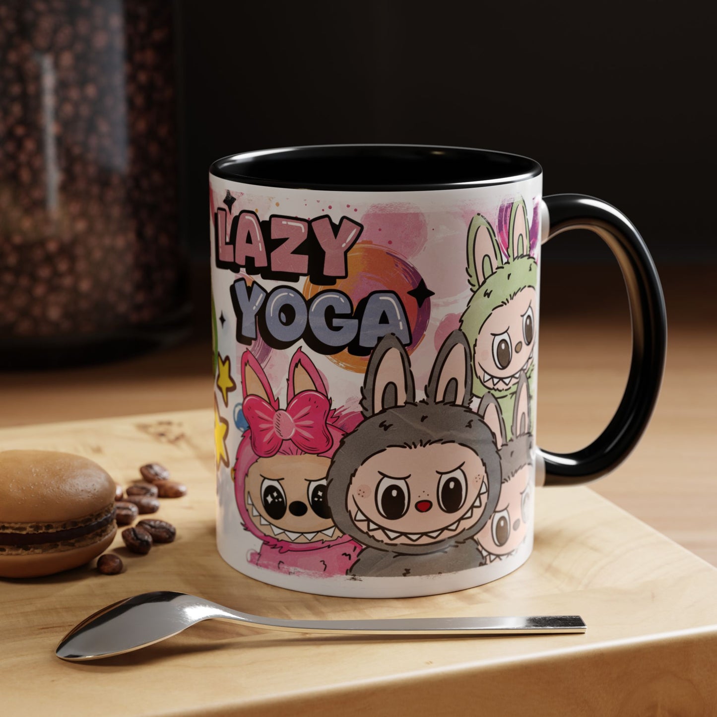 Mug Playful Lazy Yoga Labubu Coffee Mug - Fun Design for Relaxation Lovers