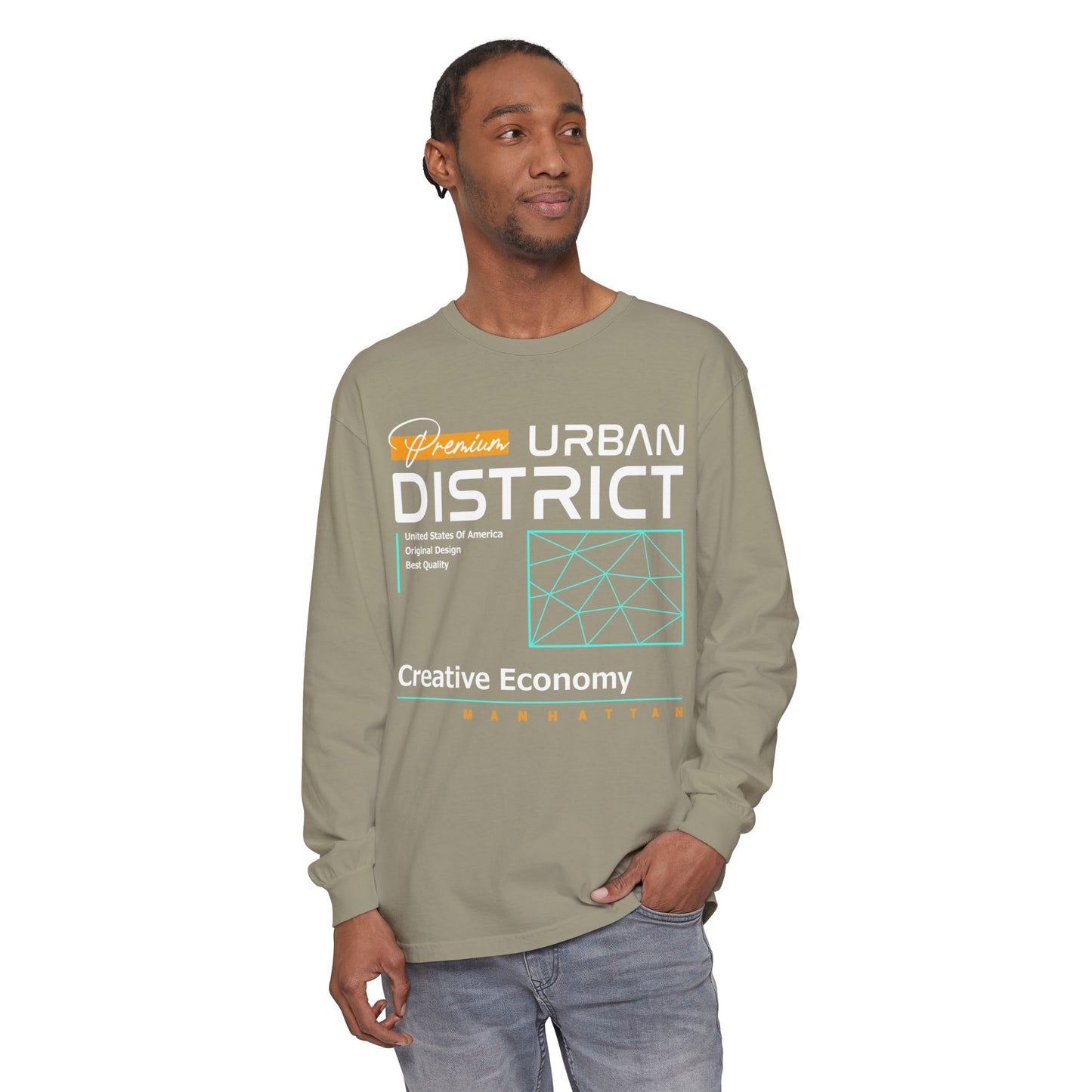 Long-sleeve Urban District Long Sleeve T-Shirt - Vintage Graphic Tee, Casual Wear, Creative Economy, Unisex Fashion, Gift for Art Lovers