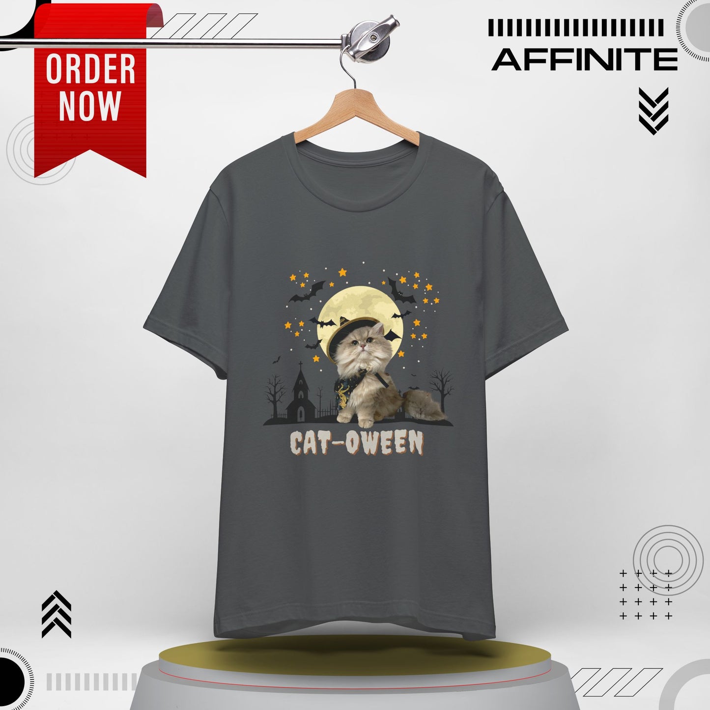 T-Shirt Unisex Halloween Cat Tee Good ‘Cat-oween’ – Perfect for Cat Lovers & Halloween Fans! Asphalt