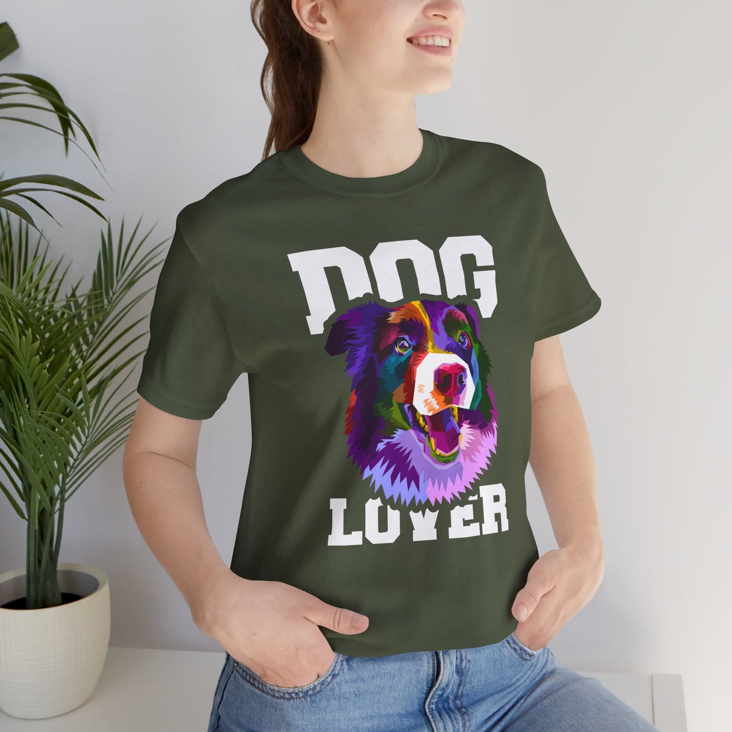 T-Shirt Unisex Dog Lover Shirt | Graphic T-Shirt with Dog Design and 'Dog Lover' Text
