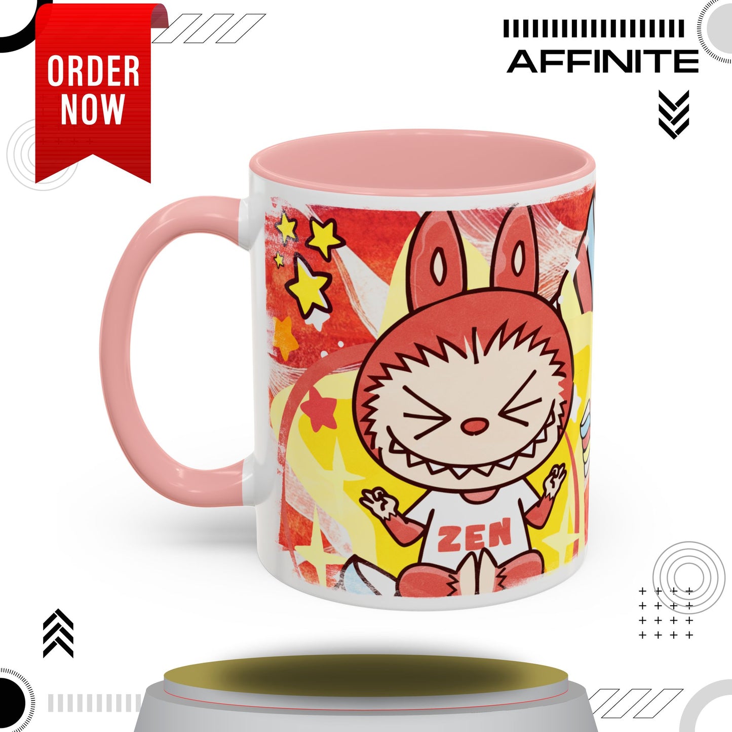 Mug Lazy Yoga Labubu Cartoon Accent Coffee Mug - Fun and Playful Design for Coffee Lovers