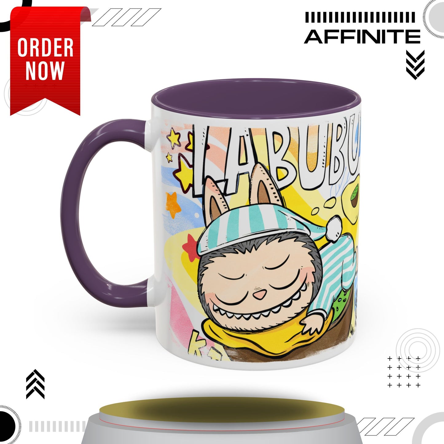Mug Labubu Lazy Yoga Accent Coffee Mug - Fun & Whimsical Design for Relaxation Lovers 11oz Purple