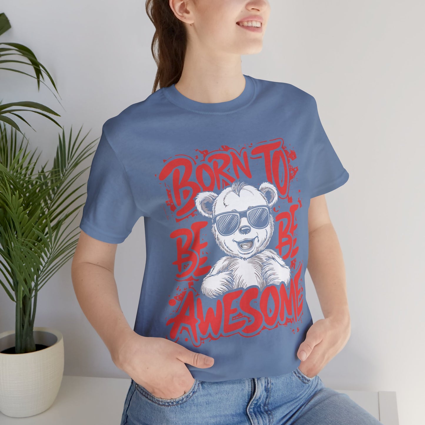T-Shirt Fun Graphic Tees - Born to Be Awesome Unisex Shirt | For Teen & Adults | Affinite