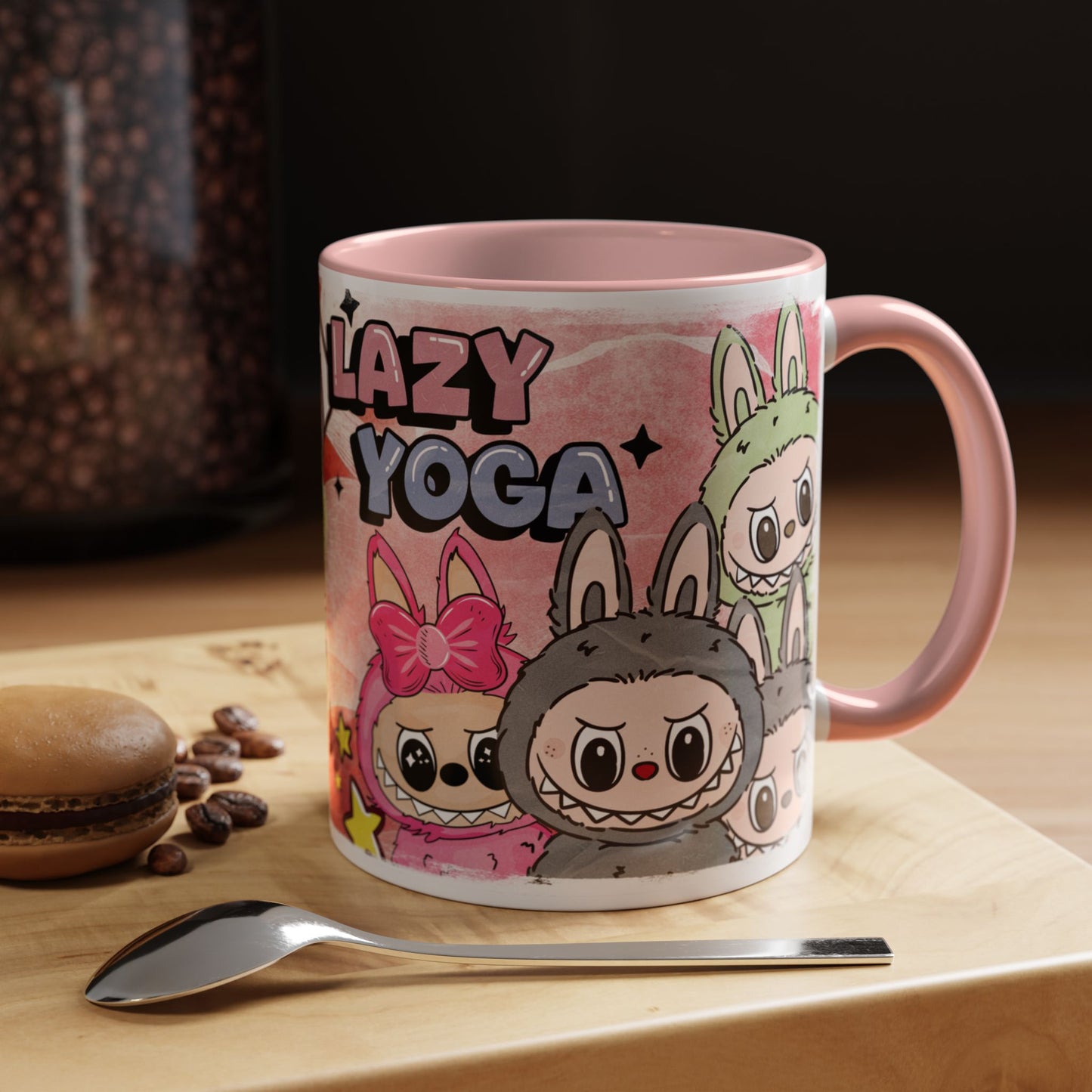 Mug Lazy Yoga Labubu Cartoon Accent Coffee Mug - Fun and Playful Design for Coffee Lovers
