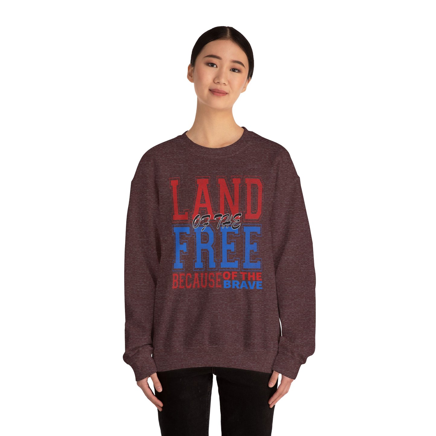 Sweatshirt Land of the Free Sweatshirt – Patriotic USA Crewneck by Gildan