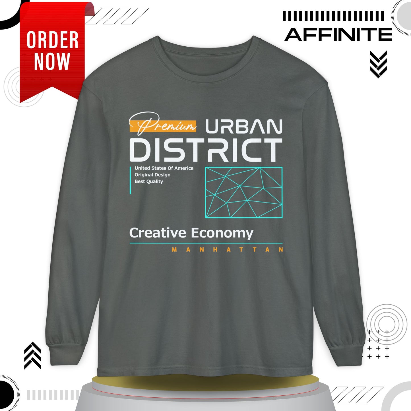 Long-sleeve Urban District Long Sleeve T-Shirt - Vintage Graphic Tee, Casual Wear, Creative Economy, Unisex Fashion, Gift for Art Lovers Pepper