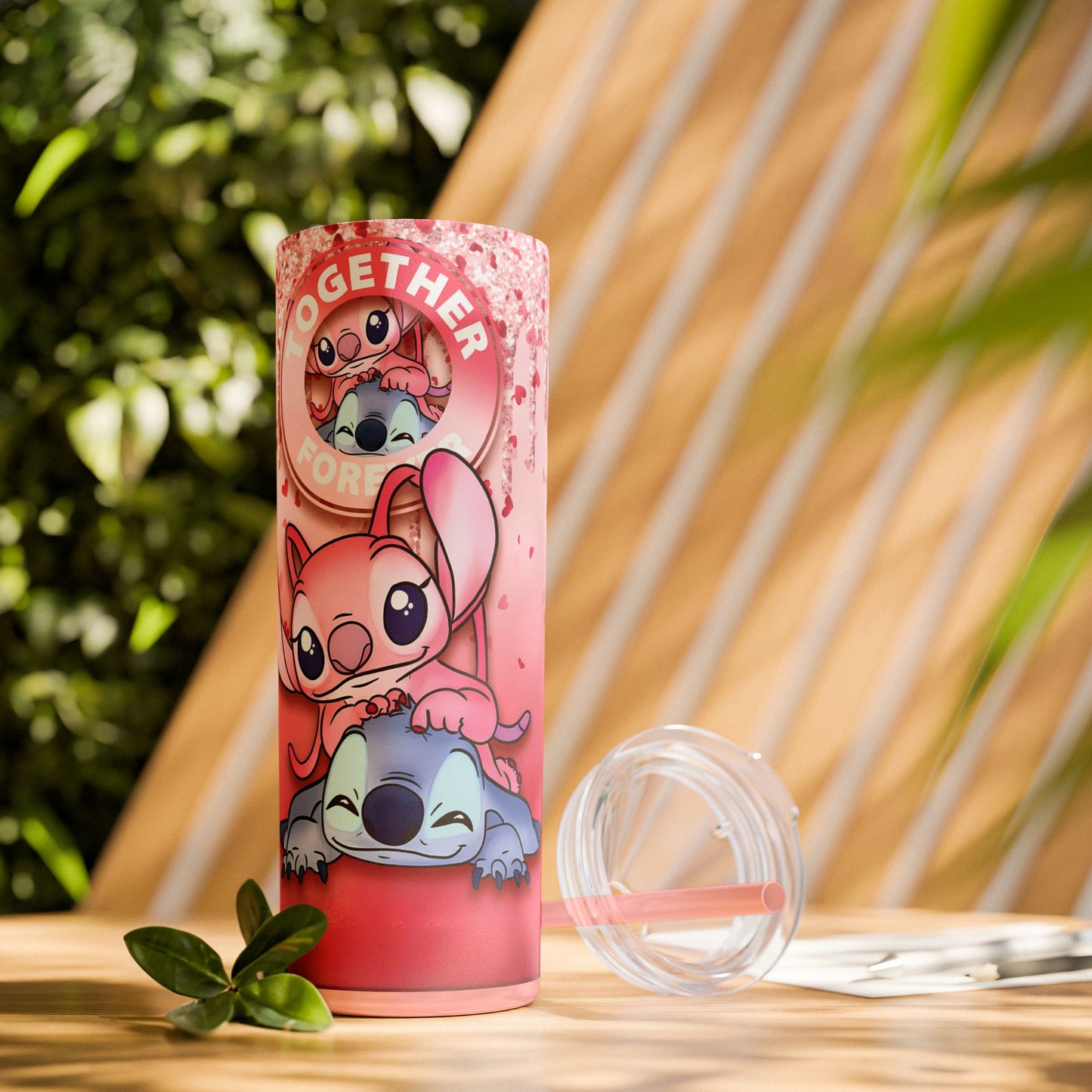 Tumblers Lilo and Stitch Glitter Tumbler - 20oz Disney 'Together Forever' Cup