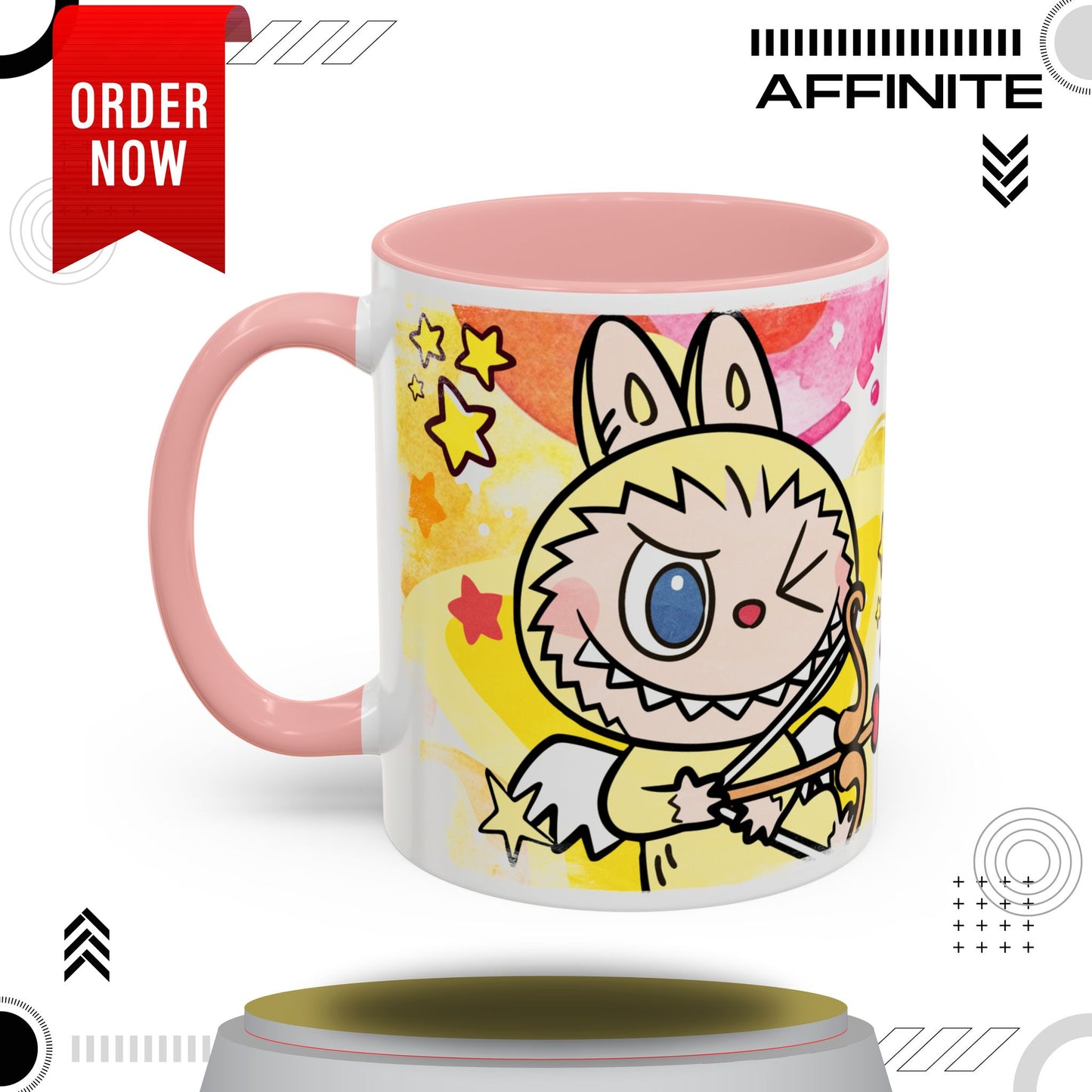 Mug Playful Lazy Yoga Labubu Coffee Mug - Fun Design for Relaxation Lovers 11oz Pink