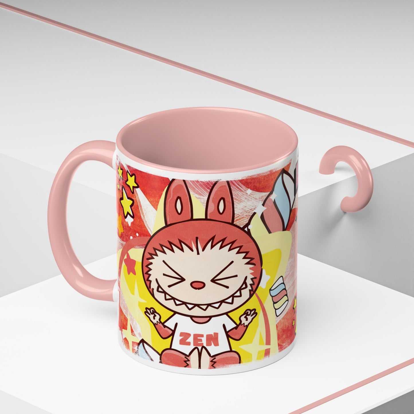 Mug Lazy Yoga Labubu Cartoon Accent Coffee Mug - Fun and Playful Design for Coffee Lovers