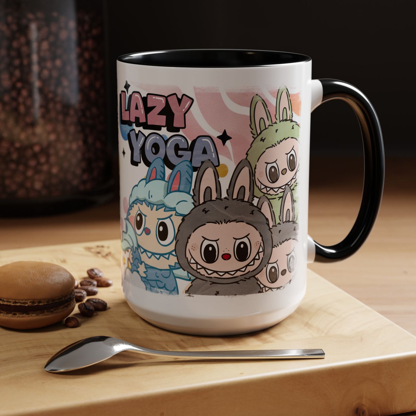Mug Lazy Yoga Cartoon Labubu Accent Coffee Mug - Fun and Whimsical Design for Coffee Lovers
