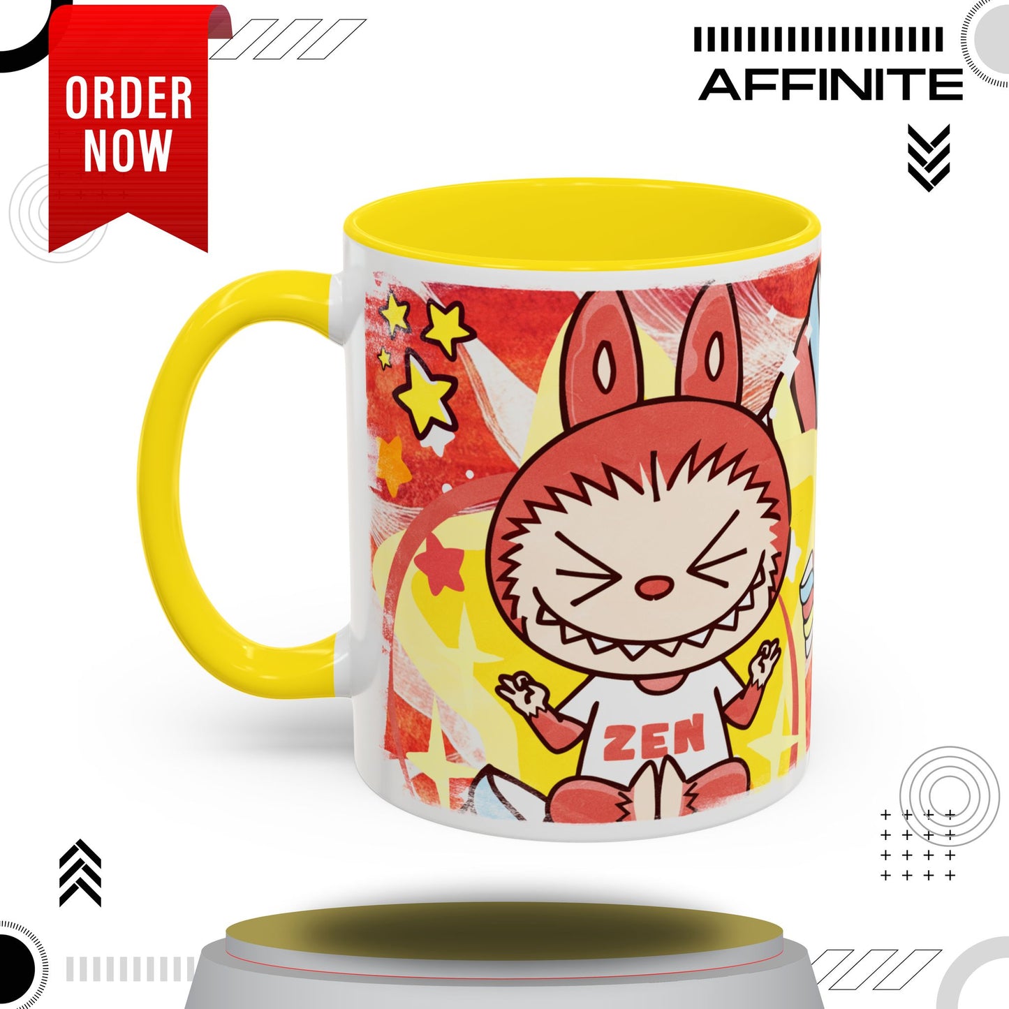 Mug Lazy Yoga Labubu Cartoon Accent Coffee Mug - Fun and Playful Design for Coffee Lovers