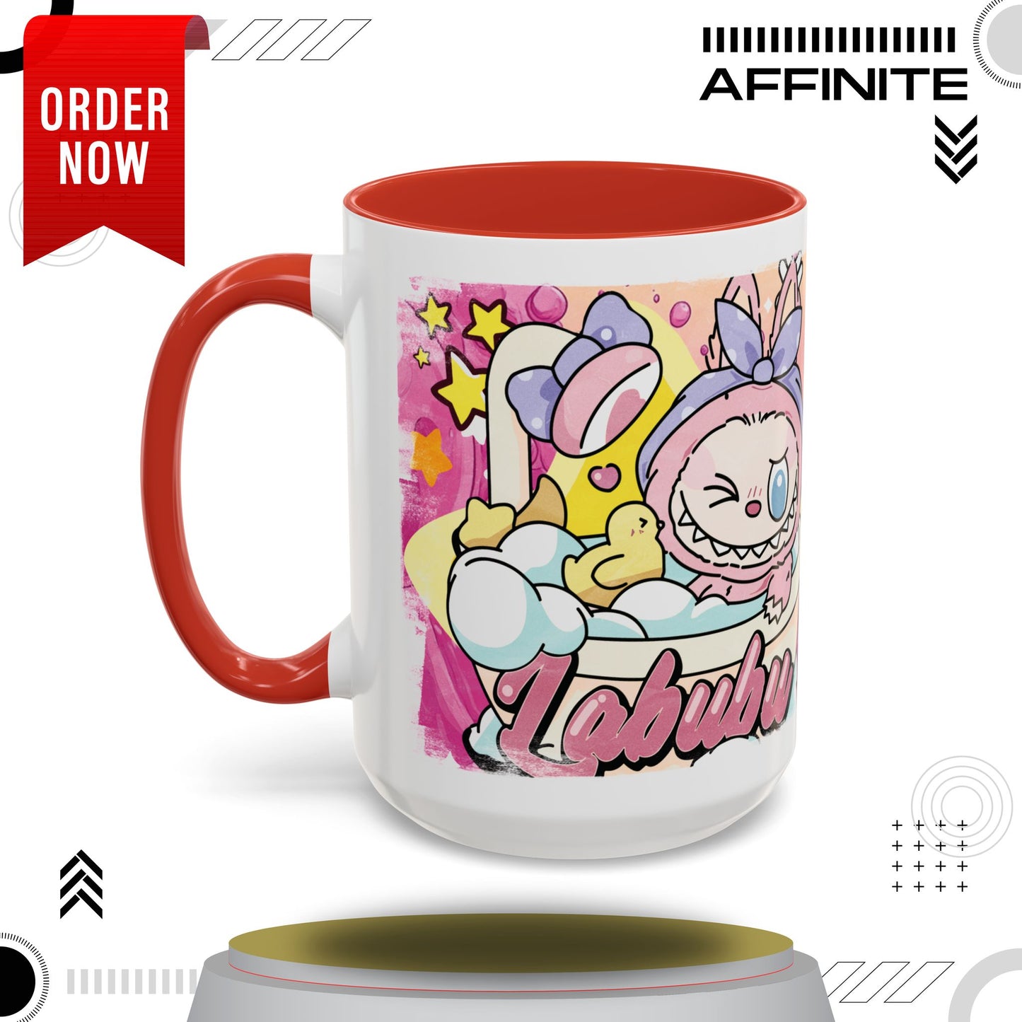 Mug Lazy Yoga Labubu Accent Coffee Mug - Fun & Playful Design for Relaxation 15oz Red