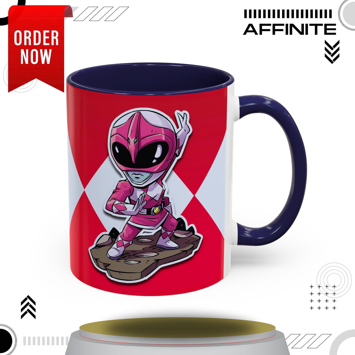 Mug Mighty Morphin Power Rangers Pink Ranger Ceramic Mug - 11oz & 15oz Coffee Mug - Accent Mug for Pop Culture Fans 11oz Navy