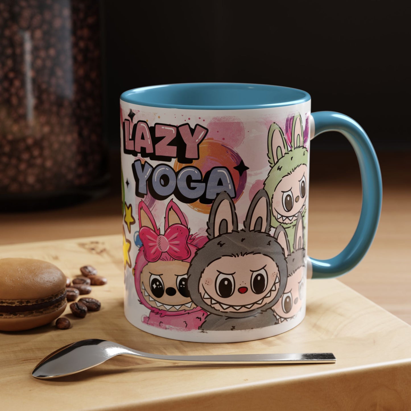 Mug Playful Lazy Yoga Labubu Coffee Mug - Fun Design for Relaxation Lovers