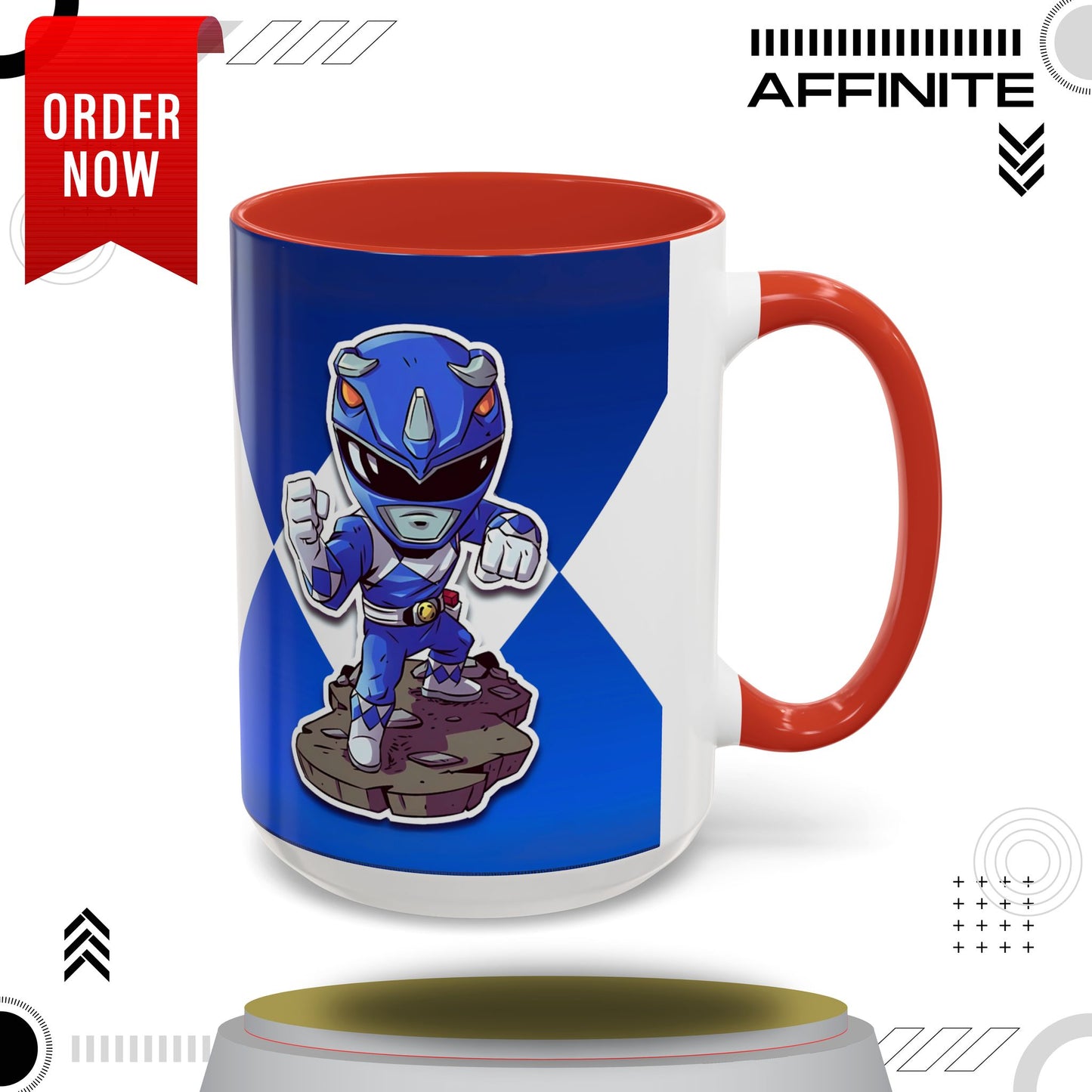 Mug Mighty Morphin Power Rangers Blue Ranger Ceramic Mug - 11oz & 15oz Coffee Mug - Accent Mug for Pop Culture Fans 15oz Red