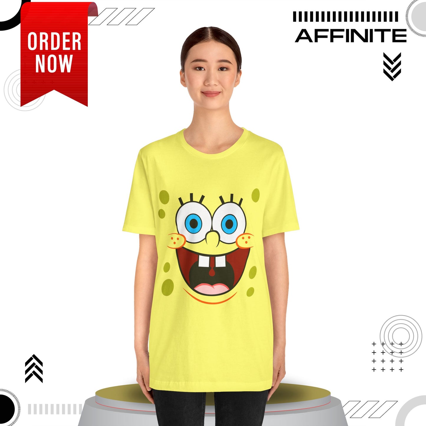 T-Shirt Cartoon Clothing - Spongebob Graphic Tee (Patrick & Mr. Krab) Yellow