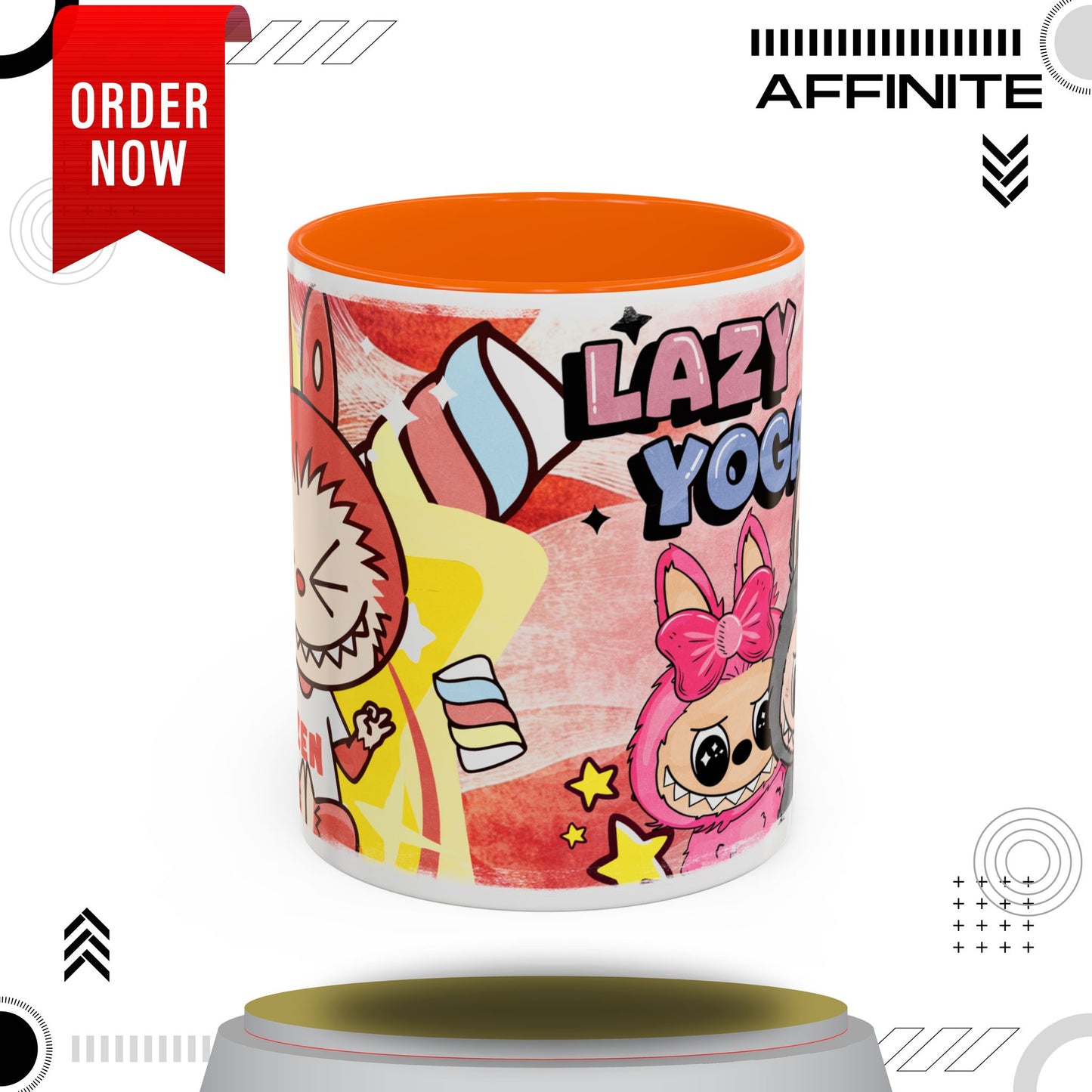 Mug Lazy Yoga Labubu Cartoon Accent Coffee Mug - Fun and Playful Design for Coffee Lovers