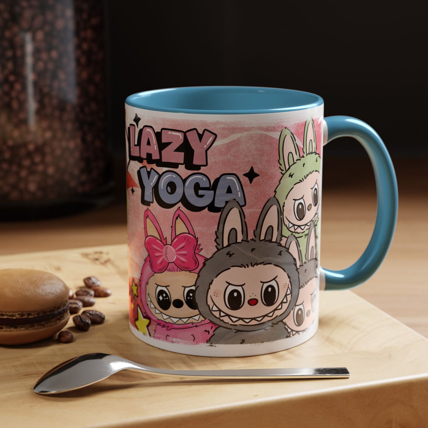 Mug Lazy Yoga Labubu Cartoon Accent Coffee Mug - Fun and Playful Design for Coffee Lovers