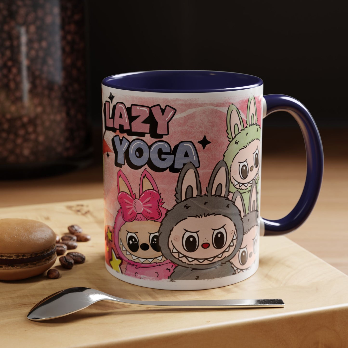 Mug Lazy Yoga Labubu Cartoon Accent Coffee Mug - Fun and Playful Design for Coffee Lovers
