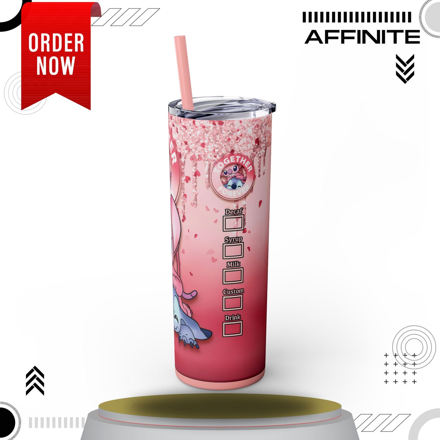 Tumblers Lilo and Stitch Glitter Tumbler - 20oz Disney 'Together Forever' Cup