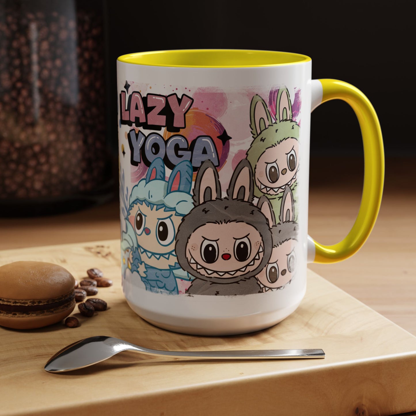 Mug Labubu Lazy Yoga Accent Coffee Mug - Fun & Whimsical Design for Relaxation Lovers