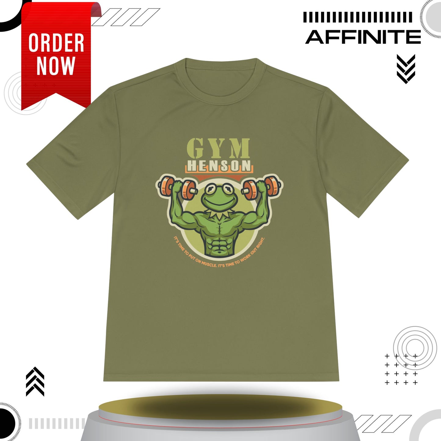 T-Shirt Workout Shirt - Gym Henson Moisture Wicking Tee | Motivational Fitness Apparel Olive Drab Green