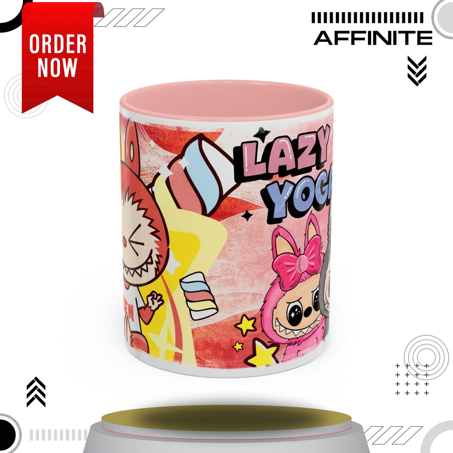 Mug Lazy Yoga Labubu Cartoon Accent Coffee Mug - Fun and Playful Design for Coffee Lovers