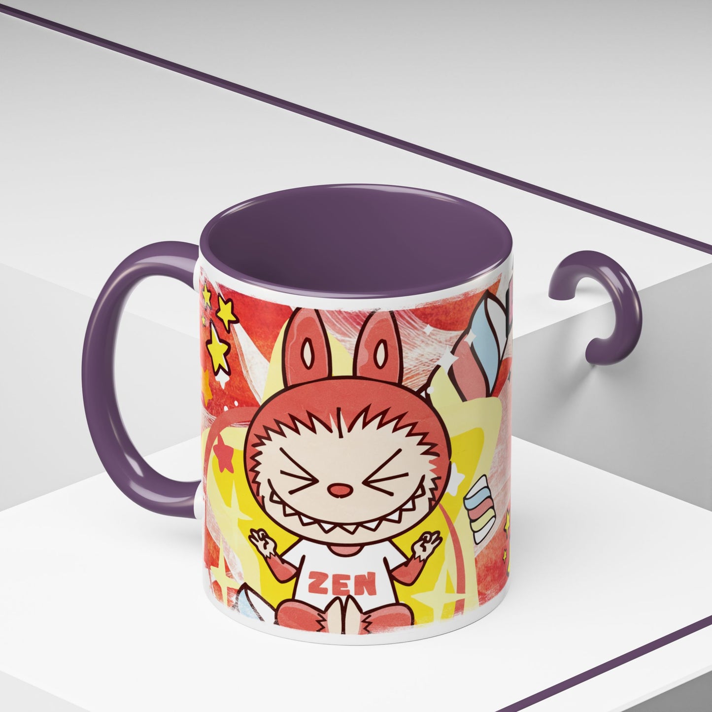 Mug Lazy Yoga Labubu Cartoon Accent Coffee Mug - Fun and Playful Design for Coffee Lovers