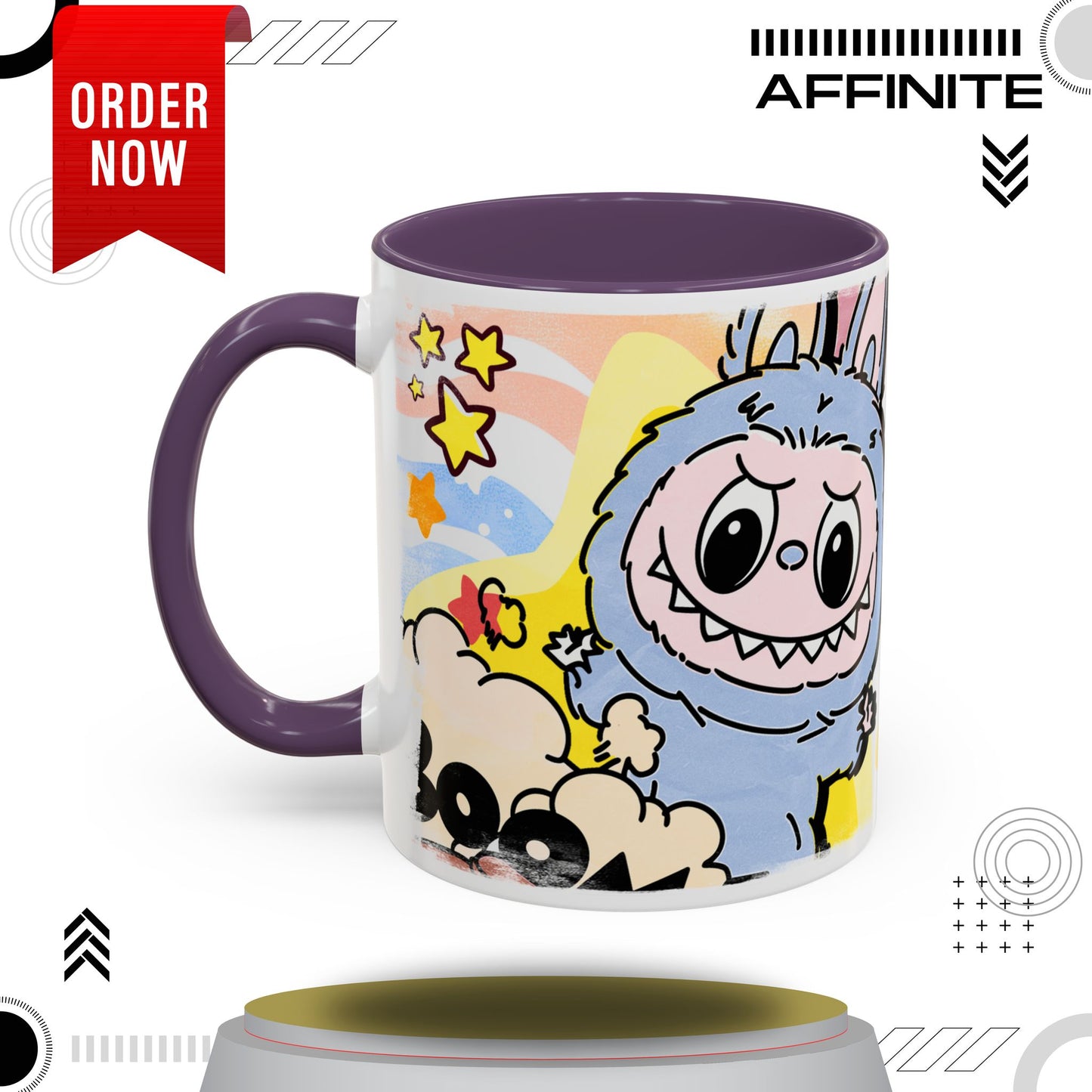 Mug Lazy Yoga Cartoon Labubu Accent Coffee Mug - Fun and Whimsical Design for Coffee Lovers 11oz Purple