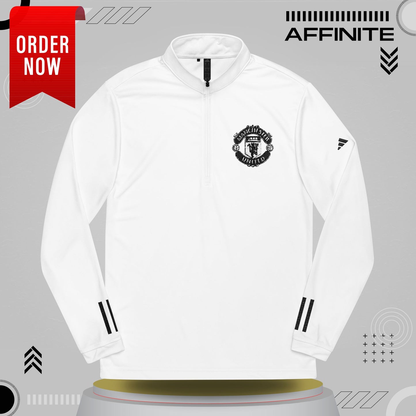 Sweatshirt adidas® Quarter-Zip Pullover (Embroidery) White