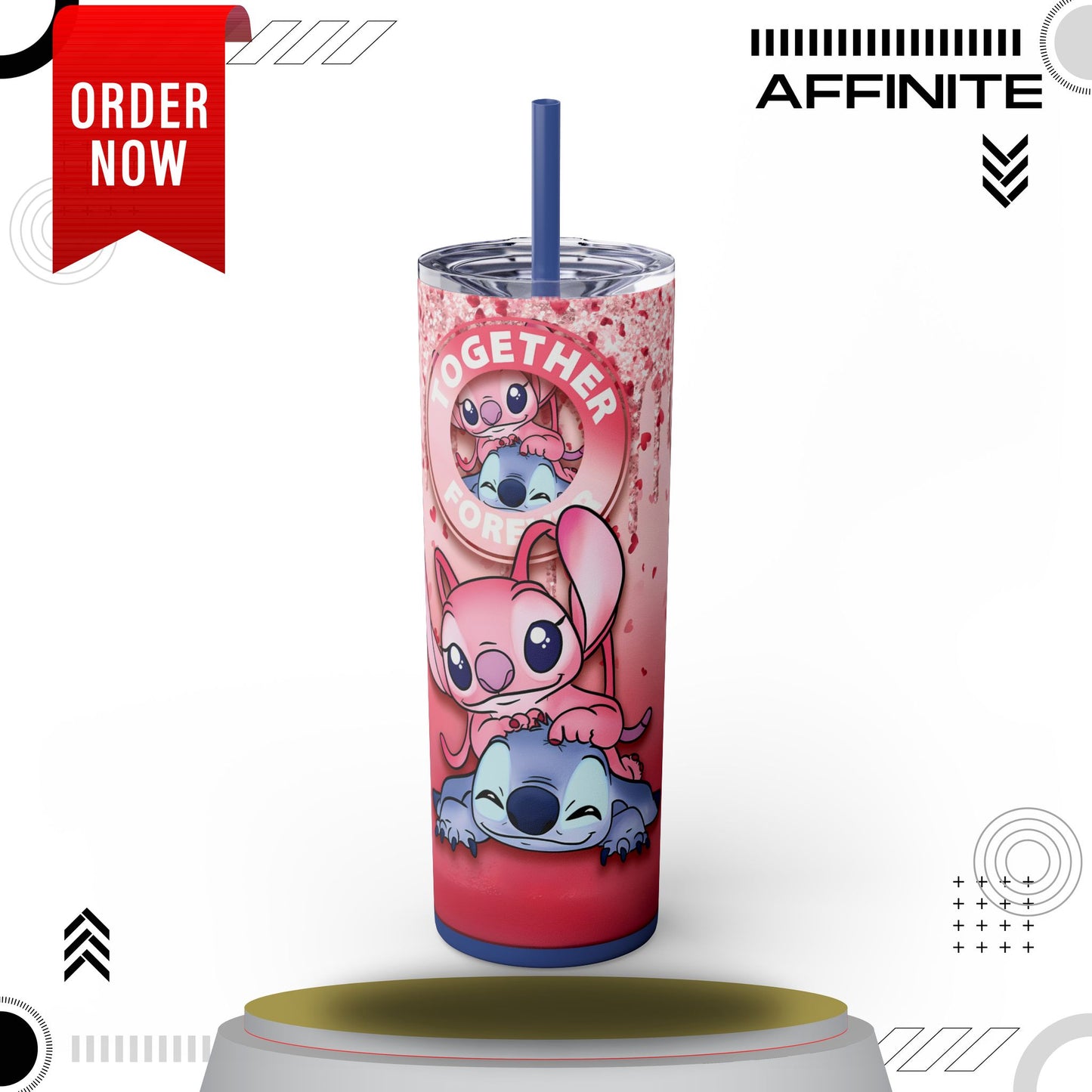 Tumblers Lilo and Stitch Glitter Tumbler - 20oz Disney 'Together Forever' Cup