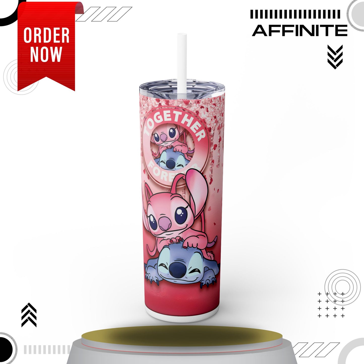 Tumblers Lilo and Stitch Glitter Tumbler - 20oz Disney 'Together Forever' Cup