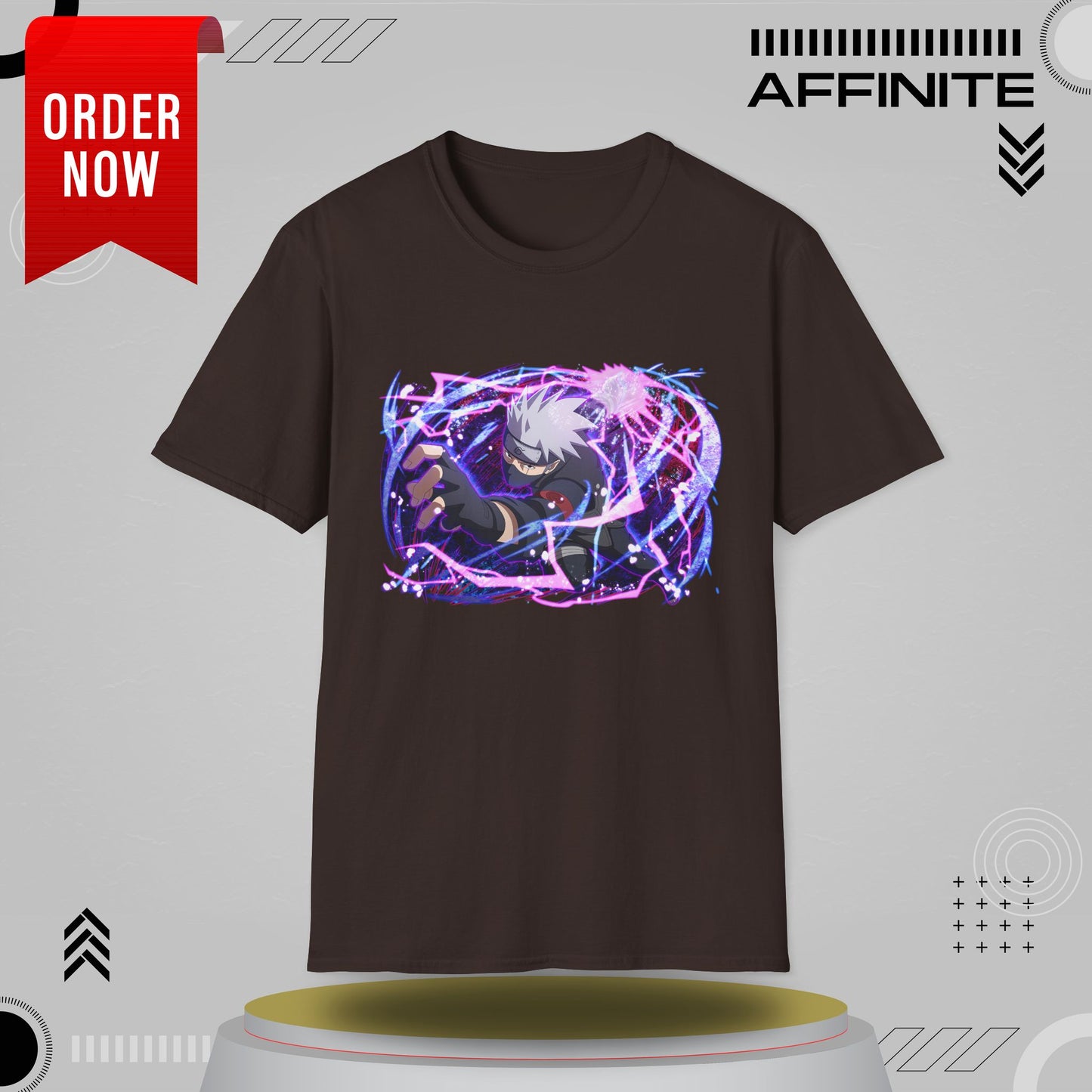 T-Shirt Unisex Softstyle T-Shirt - Bold Anime Kakashi Graphics Dark Chocolate